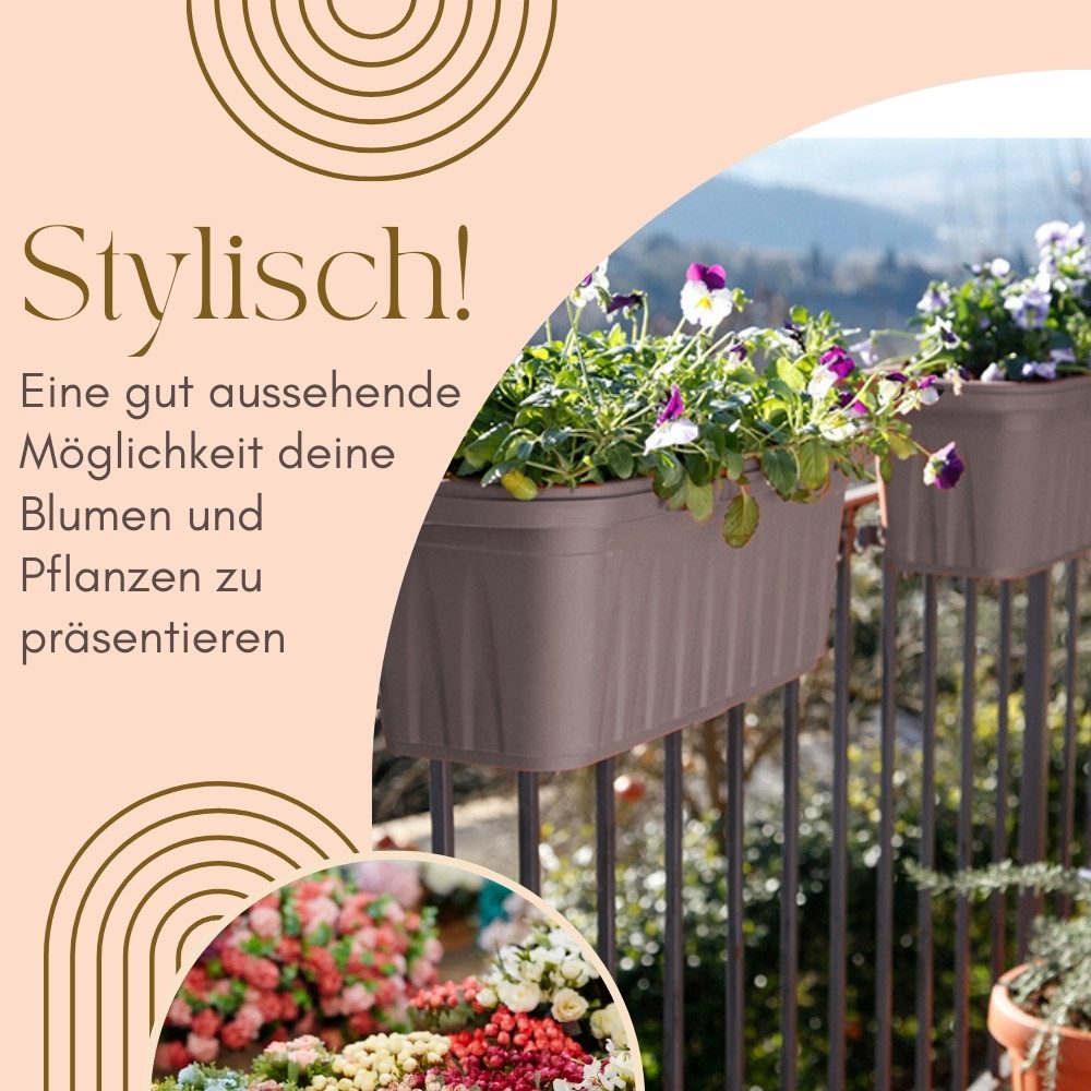 GarPet Balkonkasten 4er Set Blumenkasten Balkon Geländer Kasten Halterung Wasserspeicher – Bild 3 von 5