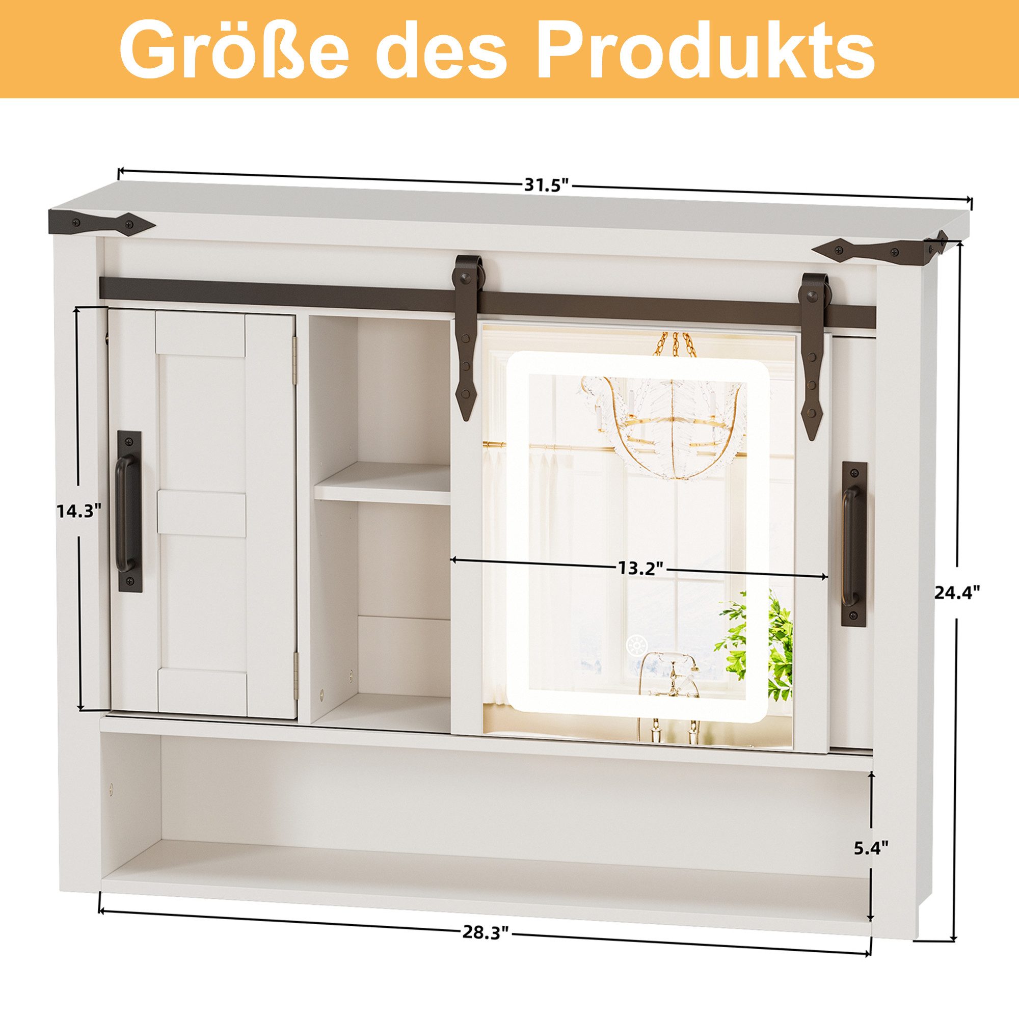 TWSOUL Spiegelschrank Wandschrank mit höhenverstellbaren Regalen, LED-Beleu günstig online kaufen