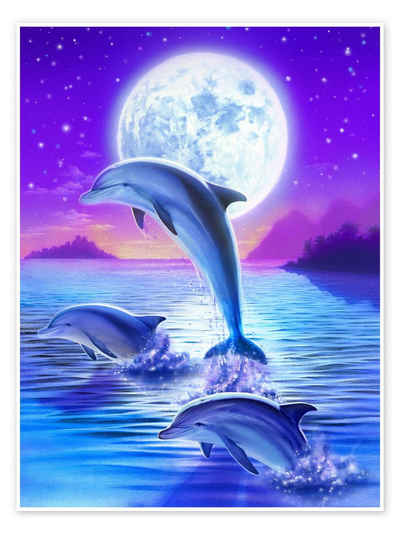 Posterlounge Poster Robin Koni, Delfinromantik, Badezimmer Maritim Digitale Kunst
