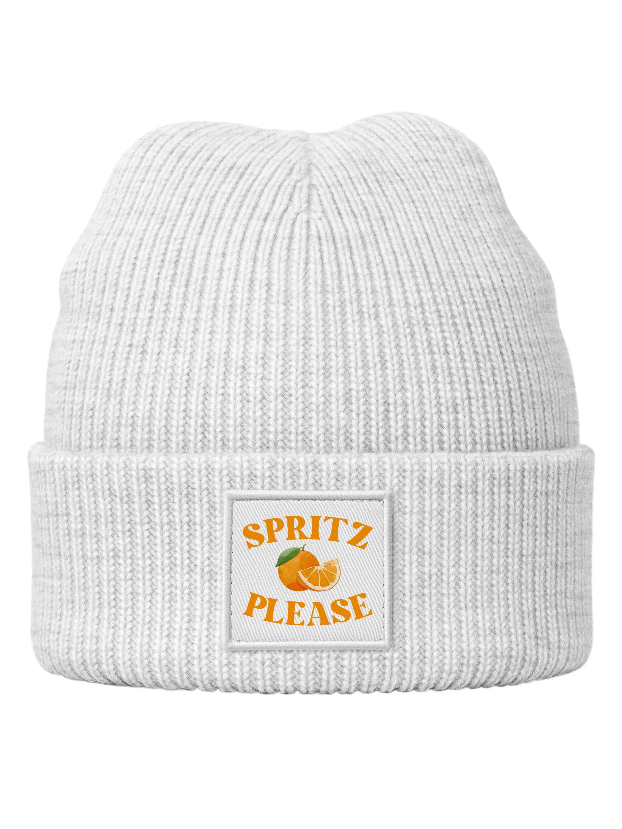 Neverless Strickmütze Damen Beanie Patch Spritz Please Aufdruck Print Fun Lifestyle