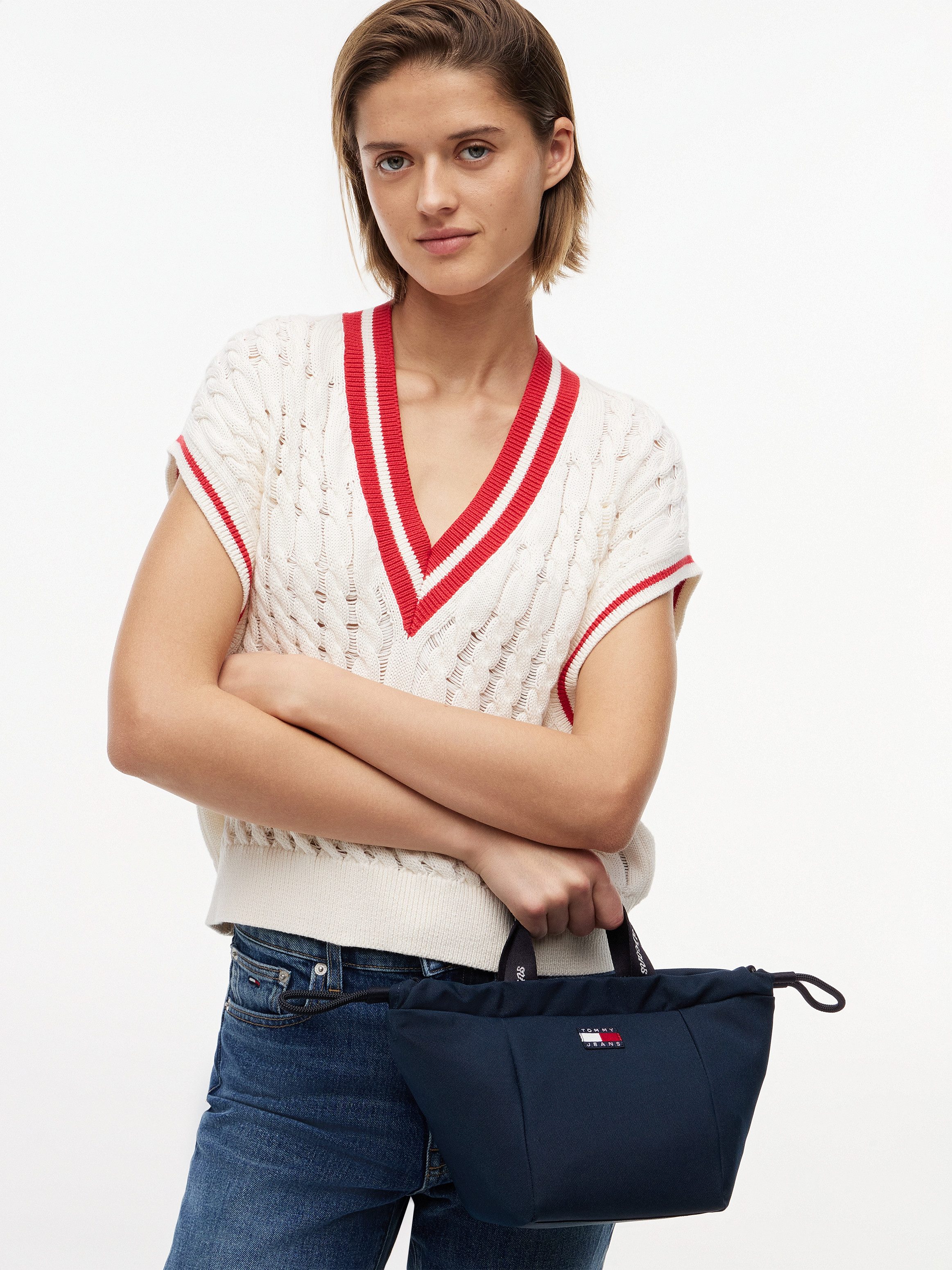 Tommy Jeans Tragetasche TJW ESS DAILY MINI TOTE, Damen Handtasche mit Kordelzug