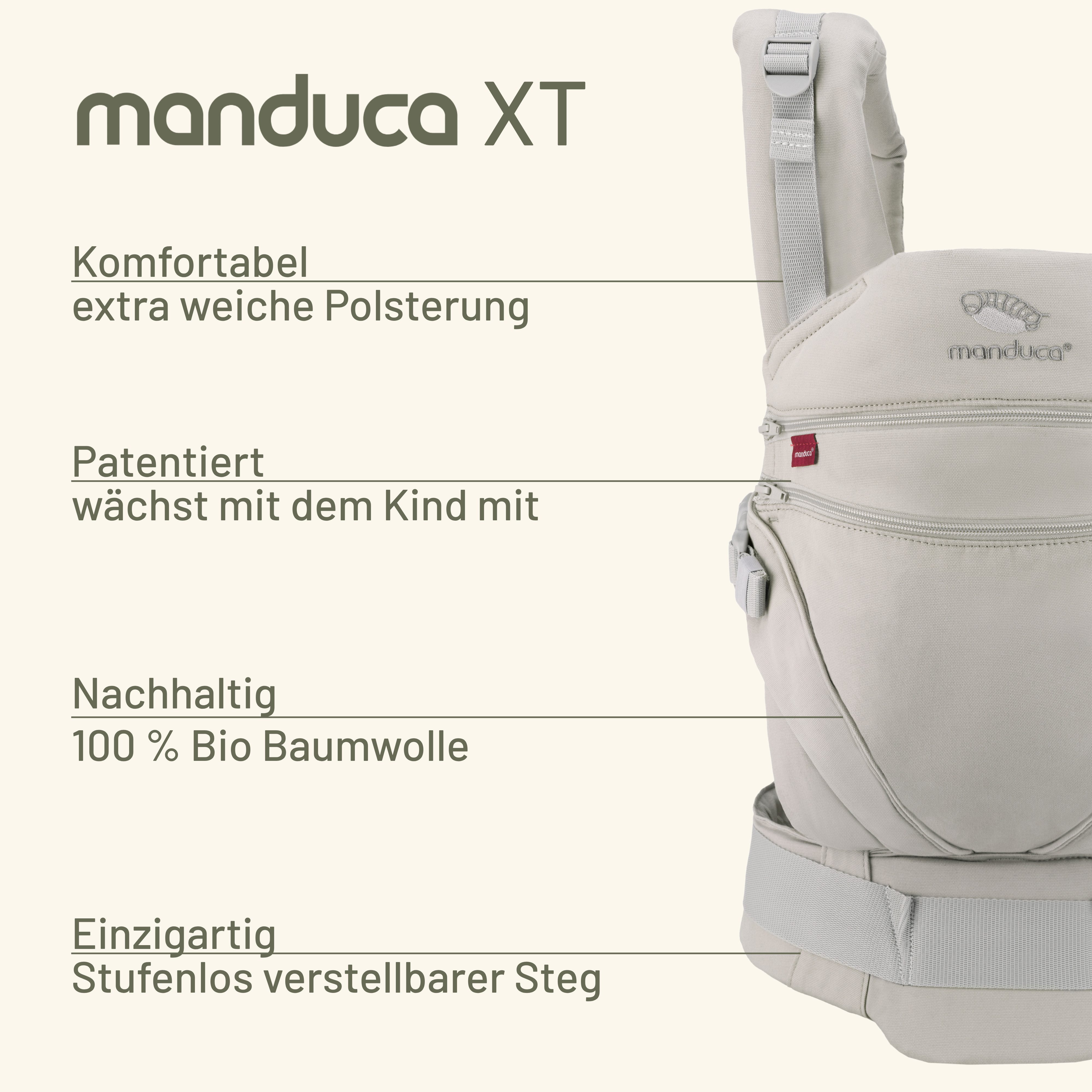 manduca Babytrage manduca Babytrage XT, Verwendbar ab Geburt für Kinder mit 3,5 bis 20 kg Körpergewicht – Bild 4 von 5