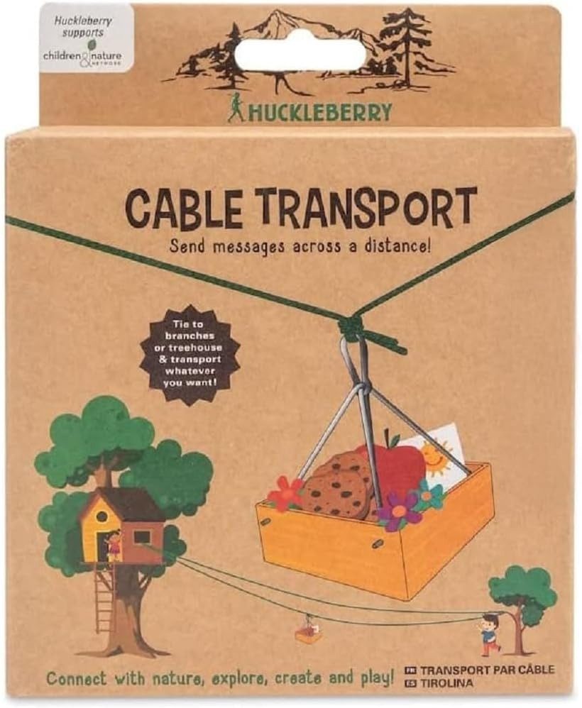 WestCraft Spielzeug-Gartenset Huckleberry Kinder Spielzeug - Seilbahn-Set, Kabel-Transport 20m Seil, (7-tlg), Send messages across a distance!