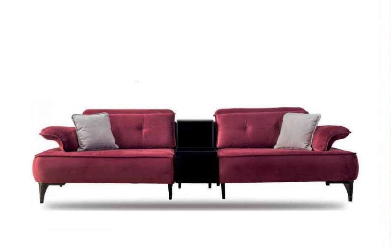 Sessel Sofagarnitur 3 Polyester, (2-St., JVmoebel Wohnzimmer-Set Stoff Sessel) Grau Rosa Zweisitzer Sofa Sitzer Sitzer