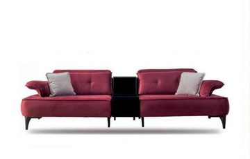 JVmoebel Wohnzimmer-Set Sofagarnitur Sofa Zweisitzer Sitzer Sessel Grau Stoff Rosa Polyester, (2-St., 3 Sitzer Sessel)
