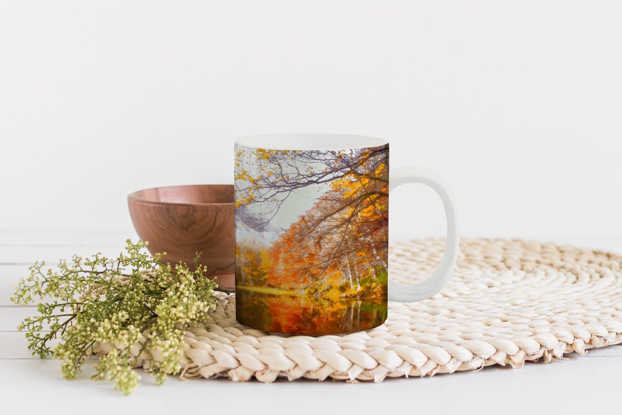 - Kaffeetassen, Tasse Becher, Wald Teetasse, MuchoWow Geschenk Natur Herbst, - Keramik, Teetasse,