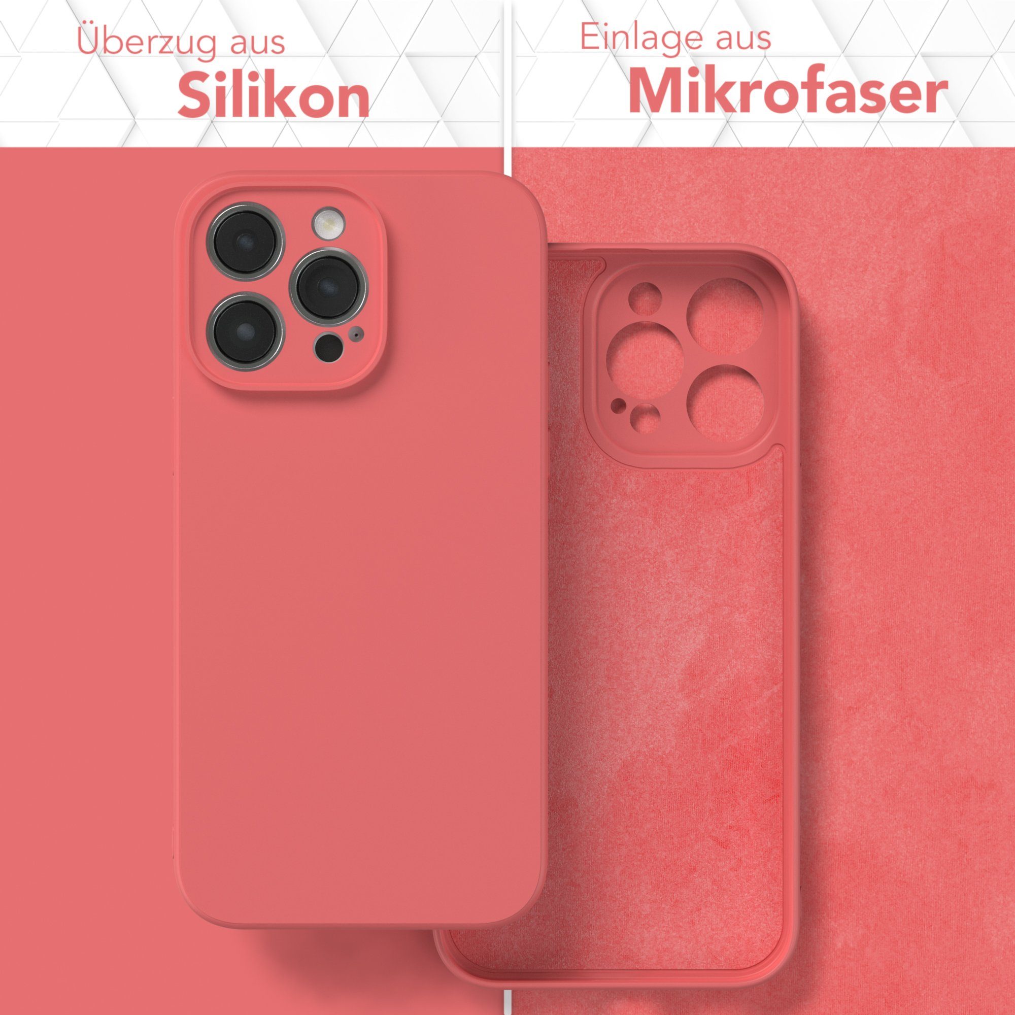 EAZY CASE Handyhülle für Apple iPhone 14 Pro Max Hülle Silikon 6,7 Zoll, Schutzhülle mit Kameraschutz stoßfest telefonhülle Matt Rot / Hellrot – Bild 3 von 5