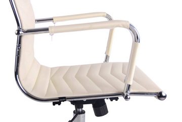TPFLiving Bürostuhl Battle mit bequemer ergonomisch geformter Rückenlehne (Schreibtischstuhl, Drehstuhl, Chefsessel, Bürostuhl XXL), Gestell: Metall chrom - Sitzfläche: Kunstleder creme