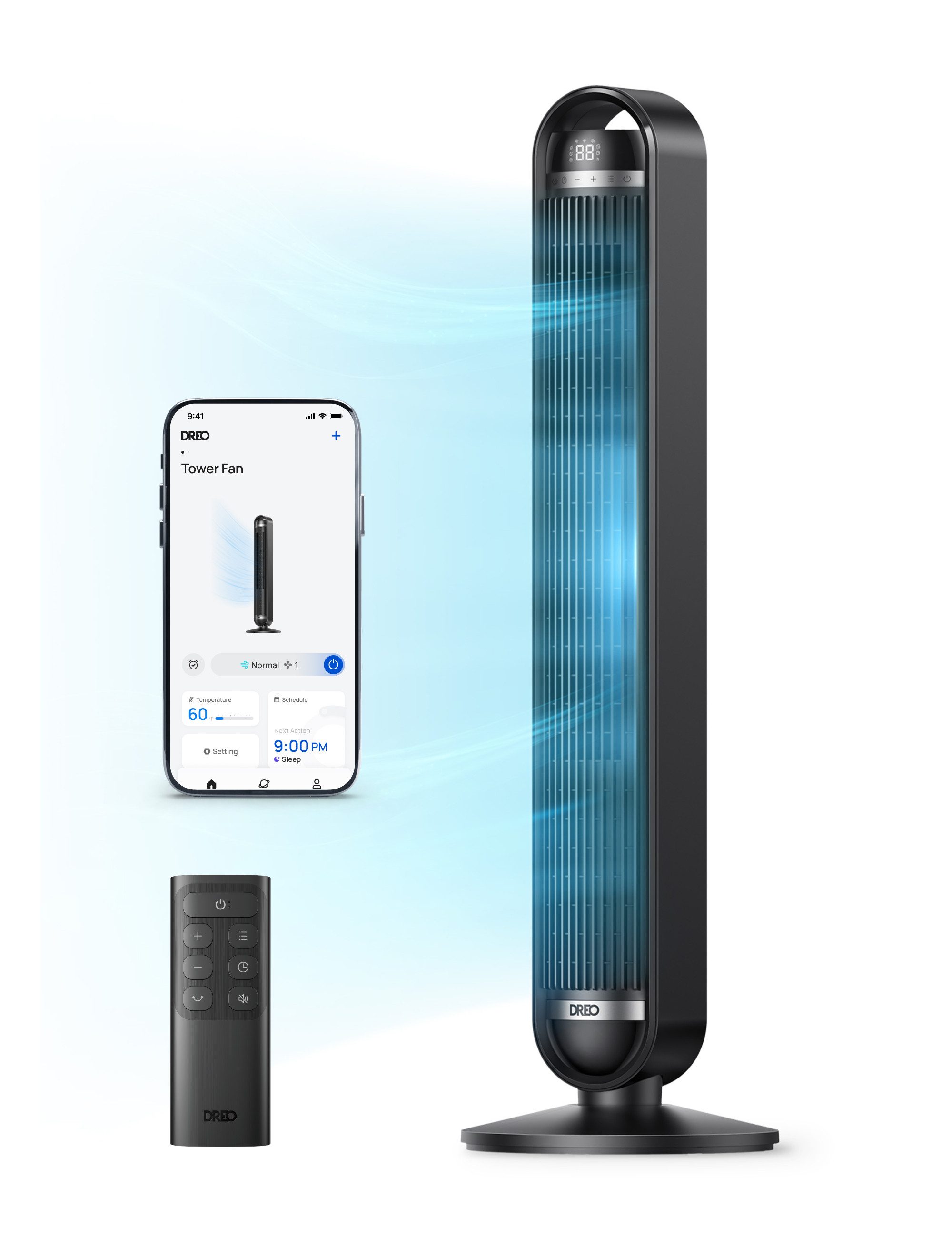 Dreo Turmventilator Cruiser TF611S, Ultra-leiser Betrieb (nur 25 dB), Smart Steuerung per App & Sprache