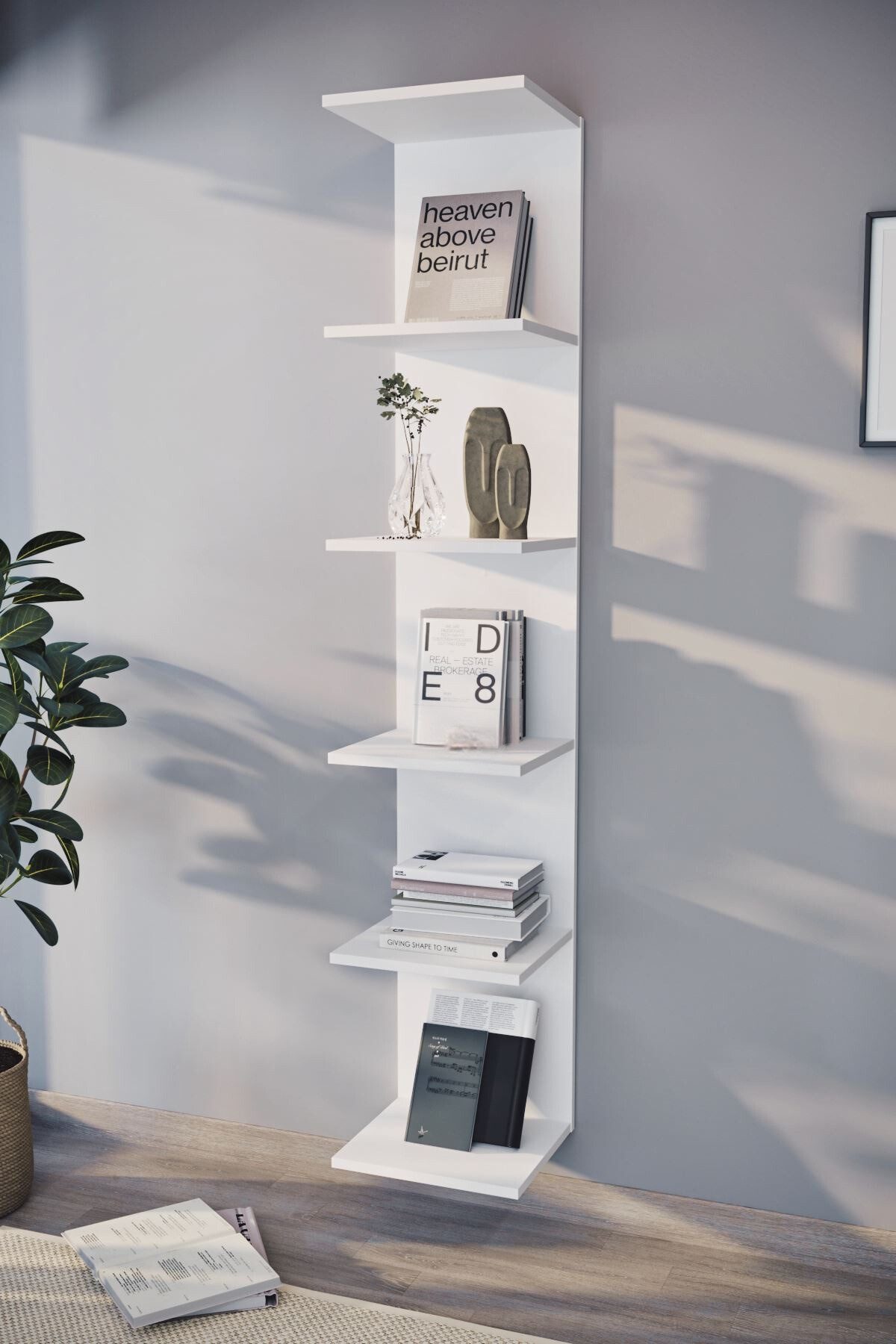gowoll Wandregal 5 Ebenen Weiß Bücherregal, günstig online kaufen