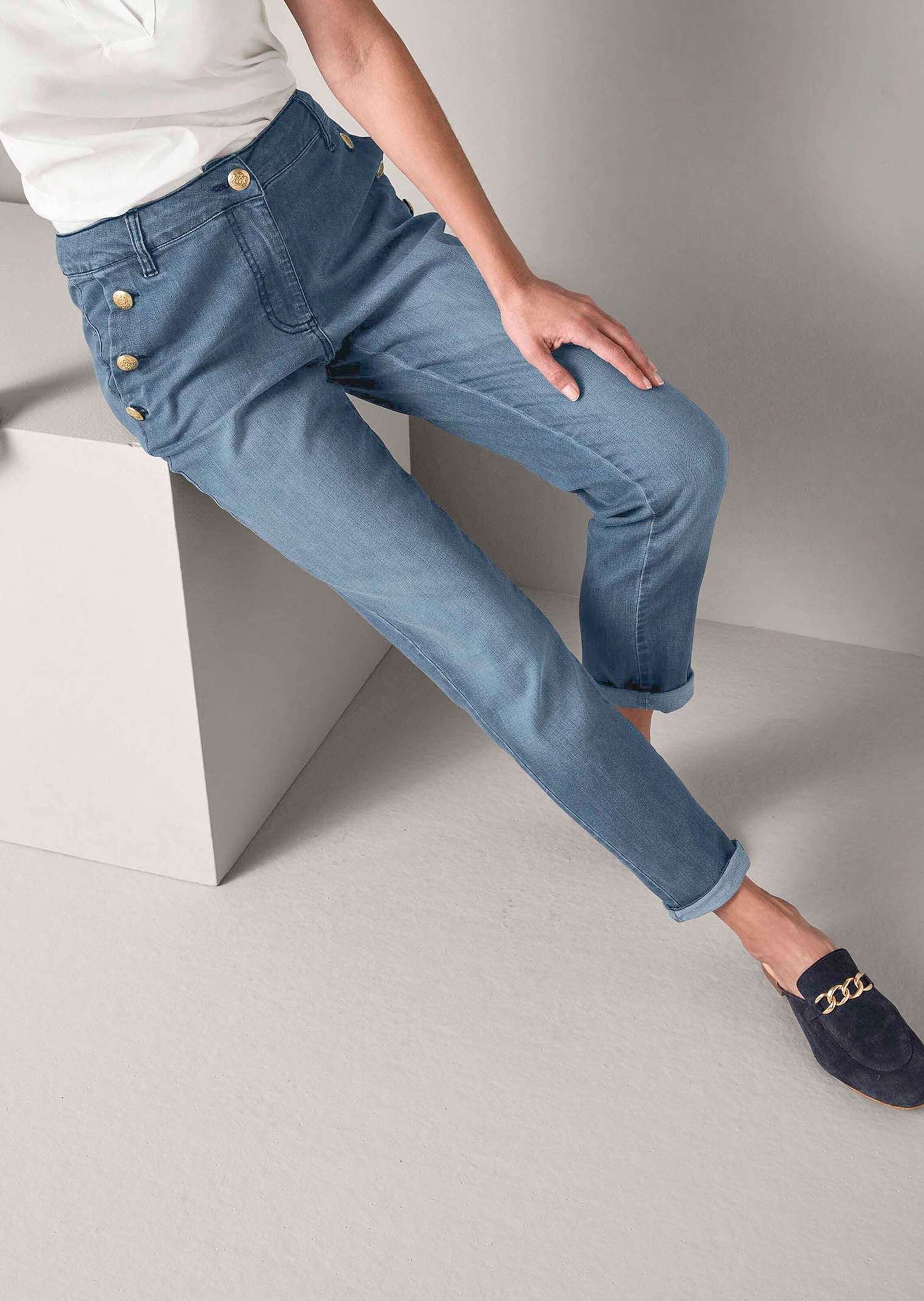 Alba Moda Gerade Jeans Jeans mit Goldknopf