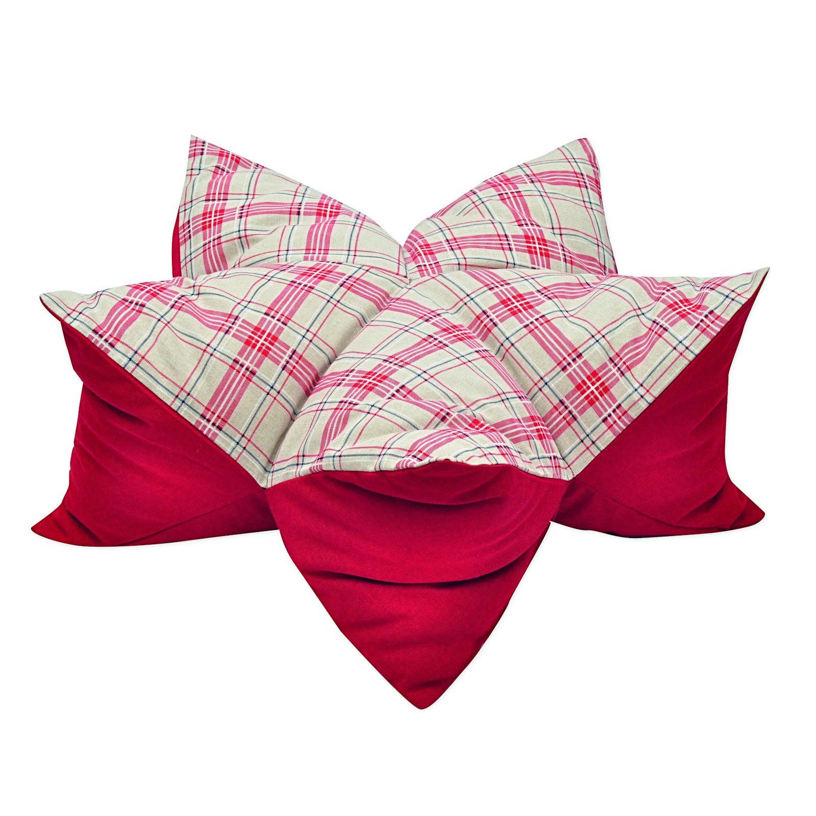 Aumüller Tierkissen Sternenkissen Karo, Beige / Rot, 70 cm, Liegekissen für günstig online kaufen