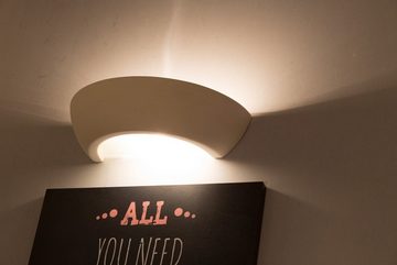 Licht-Erlebnisse Wandleuchte ARTO, ohne Leuchtmittel, Wandlampe Weiß Gips Halbschale zeitlos Innen Flur Lampe
