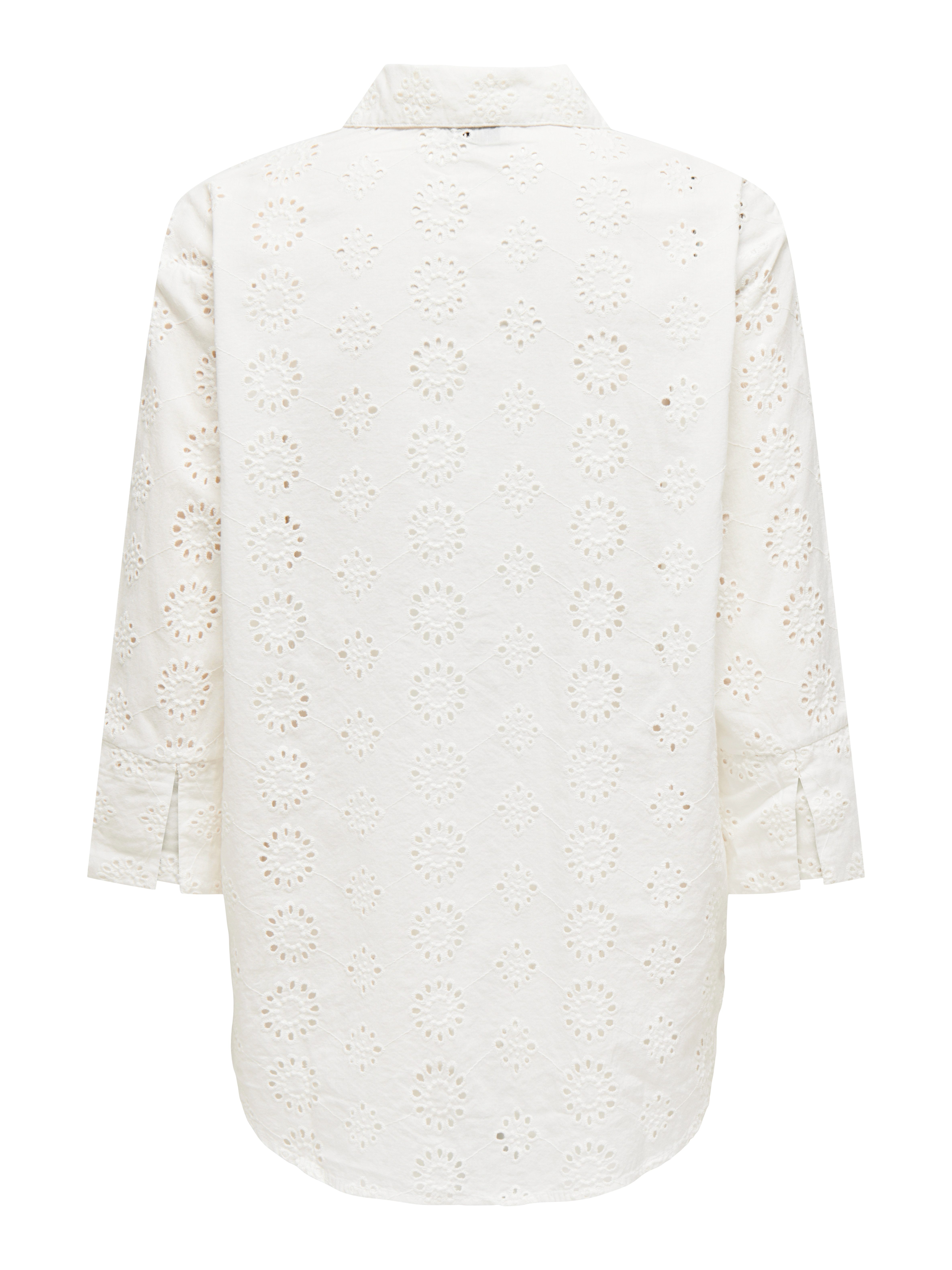 JDY Hemdbluse JDYTALLIE 3/4 LONG SHIRT WVN NOOS mit Lochstickerei-Detail