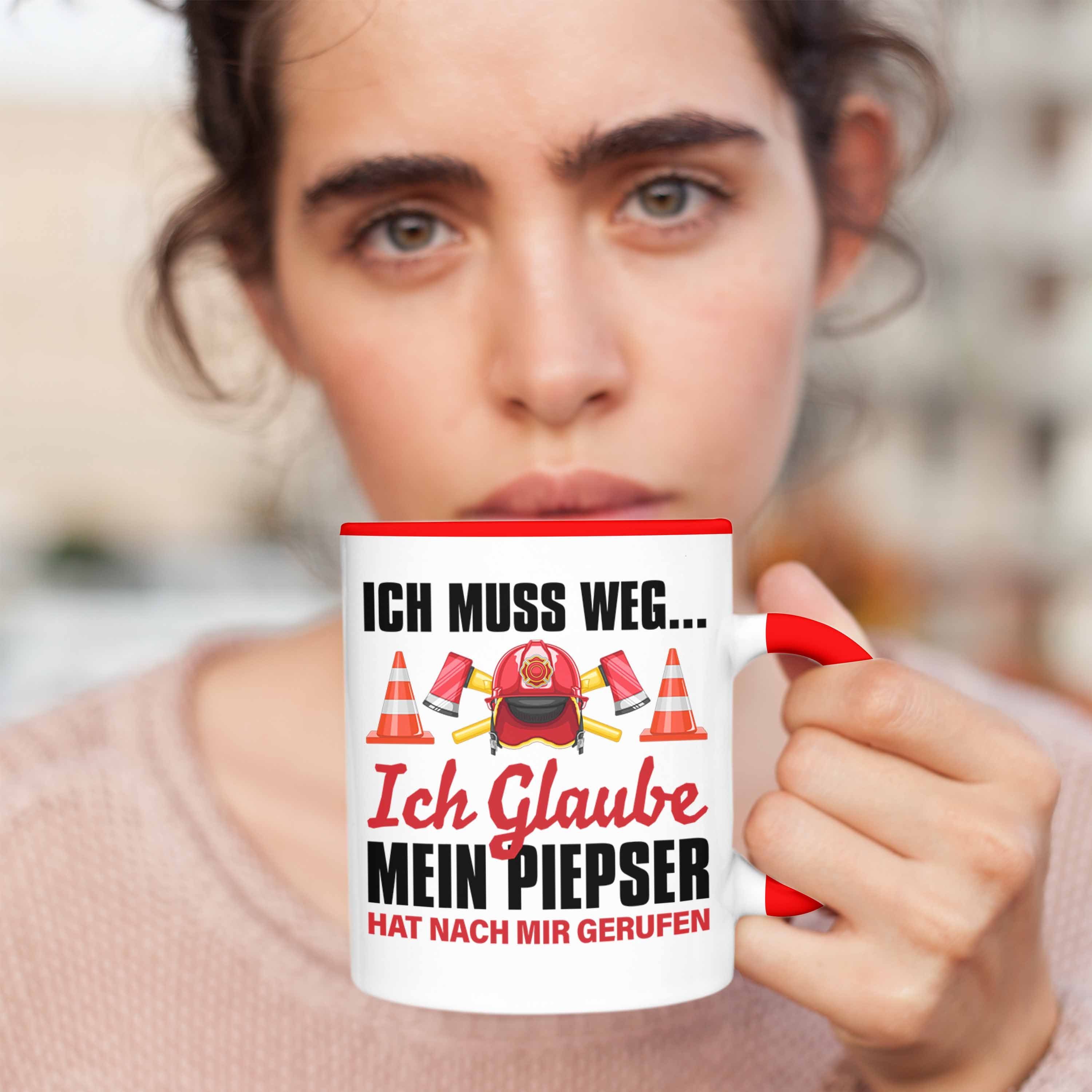 Tasse Feuerwehrmann Geburtstag Spruch Geschenk Feuerwehr Männer - Tasse Rot Trendation für Trendation