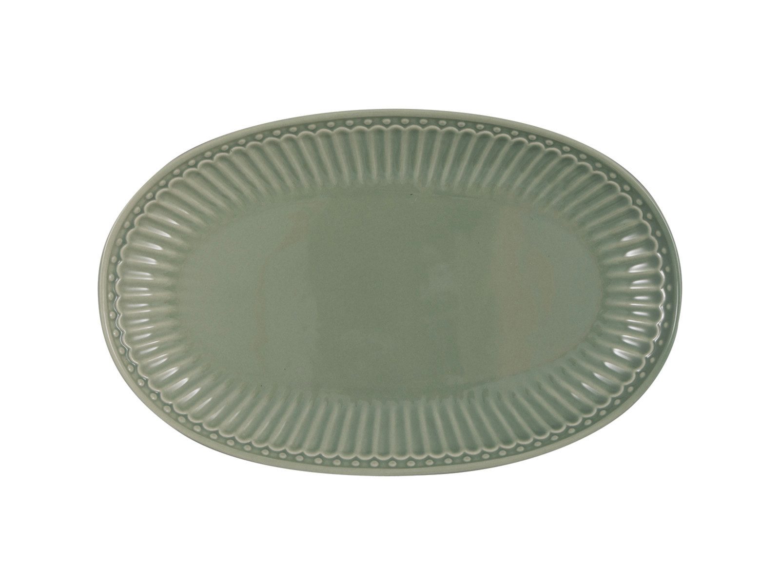 Greengate Servierplatte Alice Servierplatte dusty green 23cm, Stoneware, (Servierplatte)