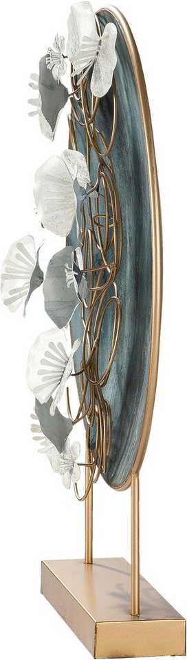 Casablanca by Gilde Dekofigur Dekoobjekt Blossoms, blau/gold (1 St),  Dekoobjekt, aus Metall, Höhe 65 cm, Scheibe mit Blumen, Wohnzimmer
