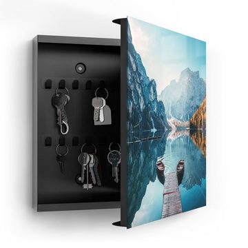 DEQORI Schlüsselkasten 'Blick auf Lago di Braies', Glas Schlüsselbox modern magnetisch beschreibbar