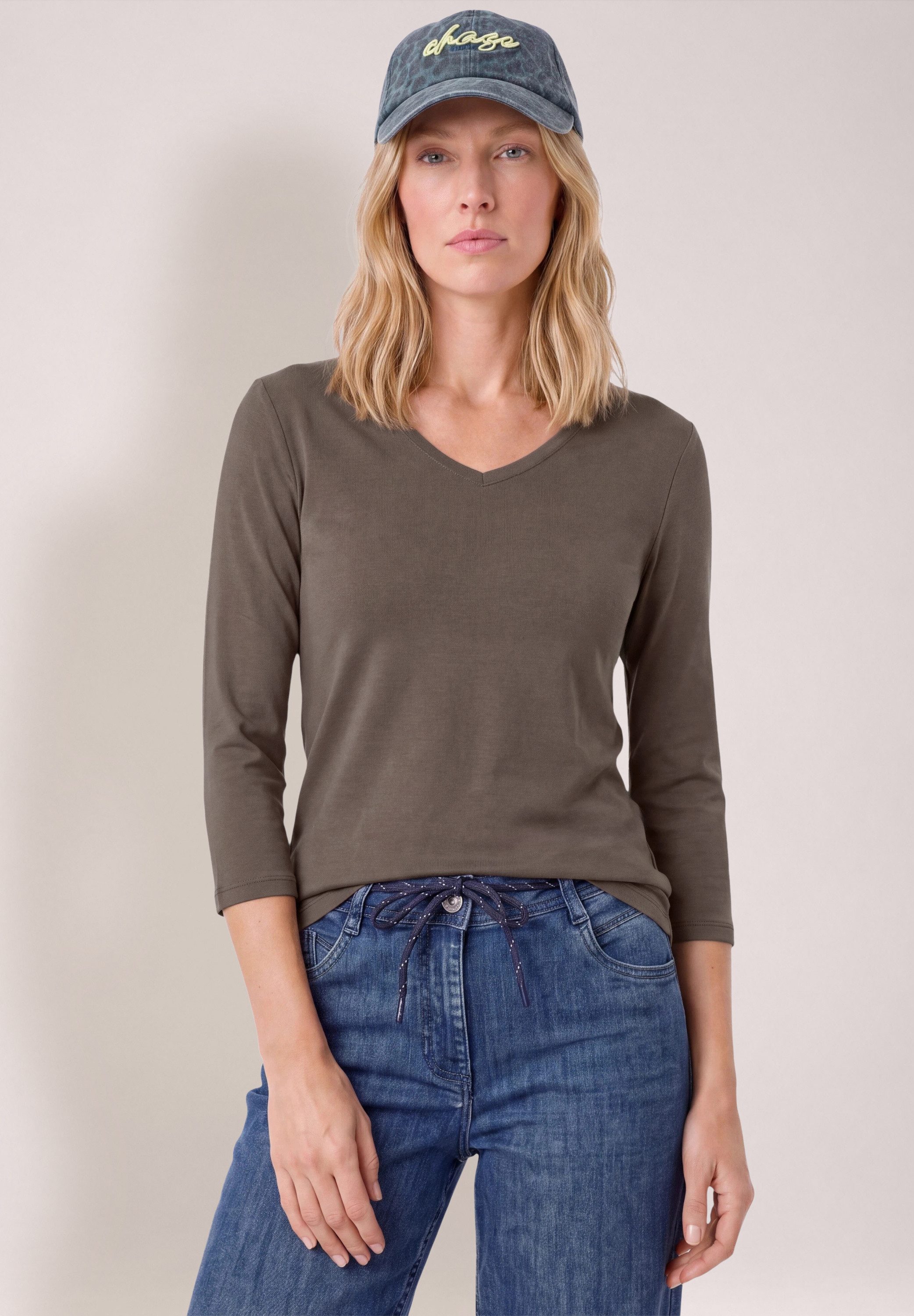 CECIL V-Shirt aus reiner Baumwolle