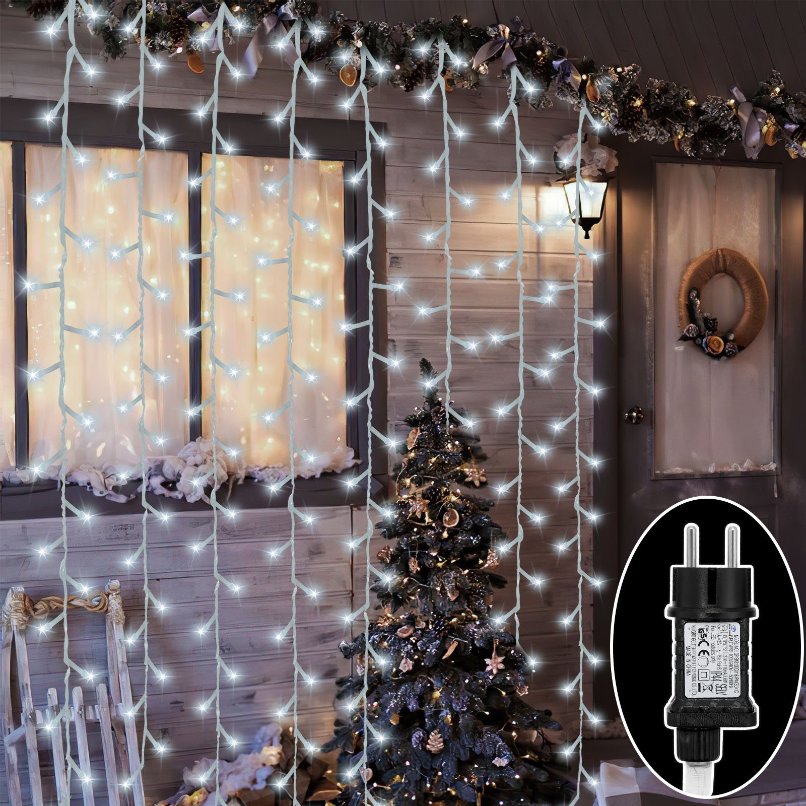 Lichtervorhang Gimisgu Weihnachtsdeko 10-200M Kaltweiß Lichterkette Außen Innen, LED-Lichterkette LED Wasserdicht