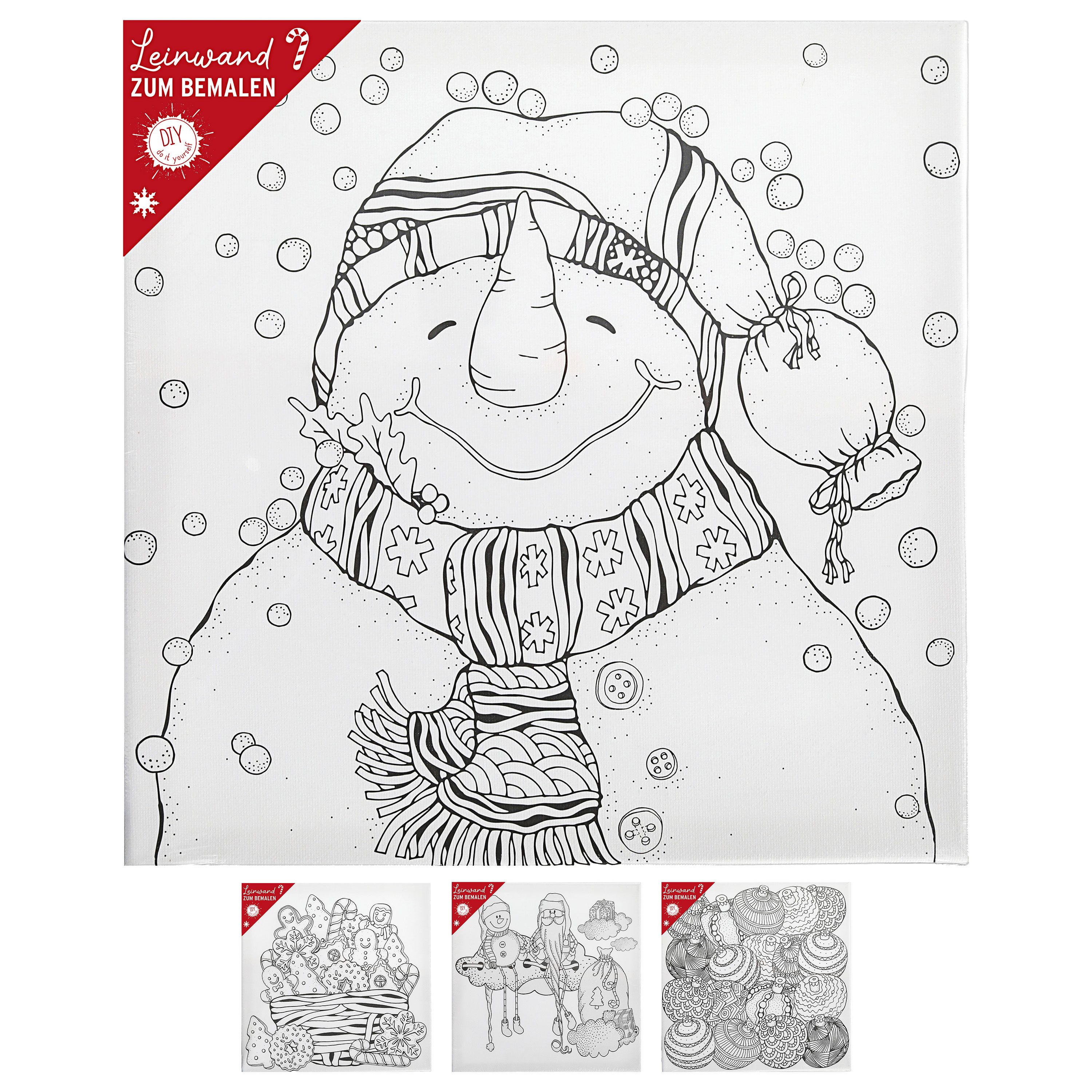 CEPEWA Malvorlage Leinwand zum Bemalen XMAS 4er Set 30x30cm MDF Terylen 4 M günstig online kaufen