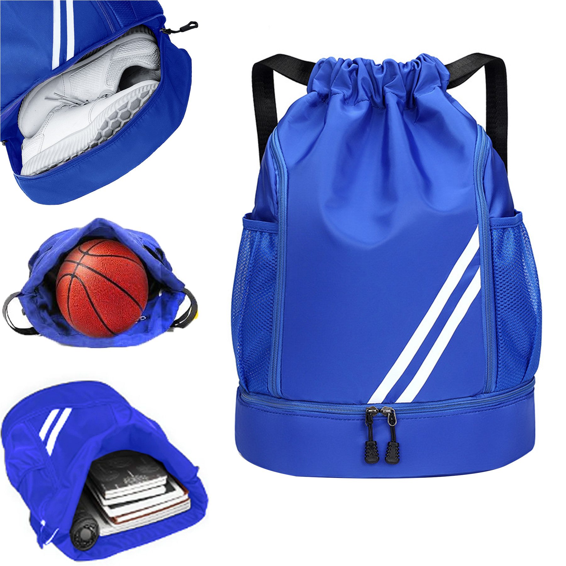 Keyura Freizeittasche Turnbeutel Freizeittasche Sportbeutel Große Kapazität Fußball Tasche (Ideal für Damen, Herren, Junioren, Fußball, große Kapazität, verstellbar, Mit Ball, Bodenfach, wasserdicht), Herren wasserdichter Rucksack