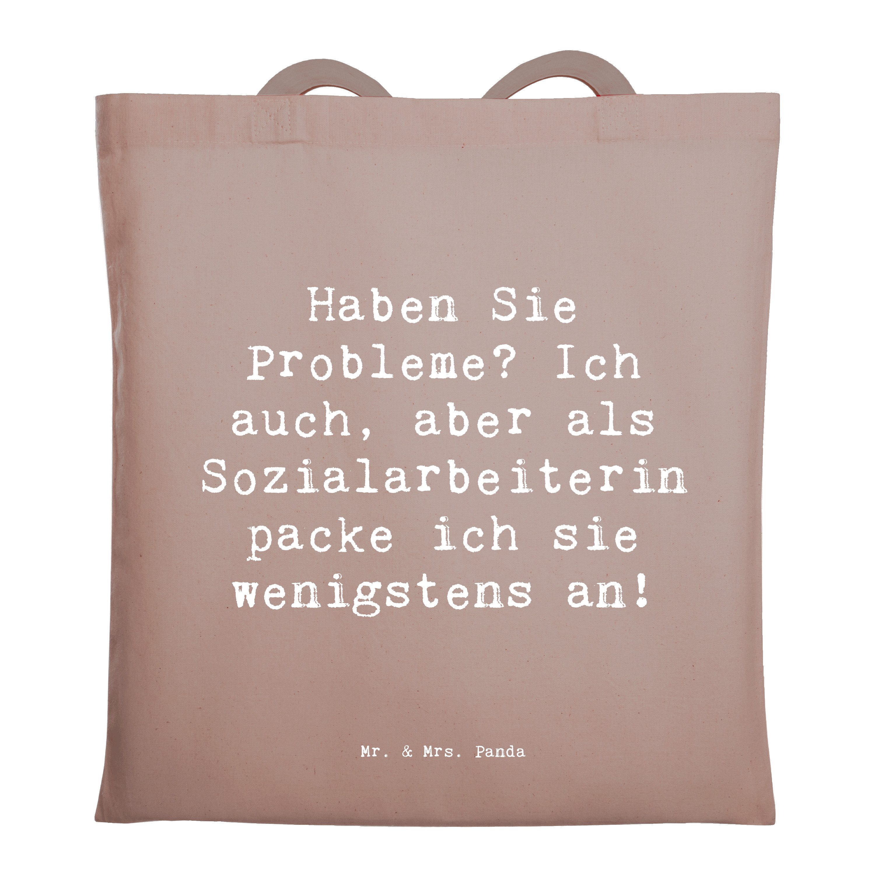 Tragetasche Spruch Sozialarbeiterin Probleme - Braun Pastell - Geschenk, motivier