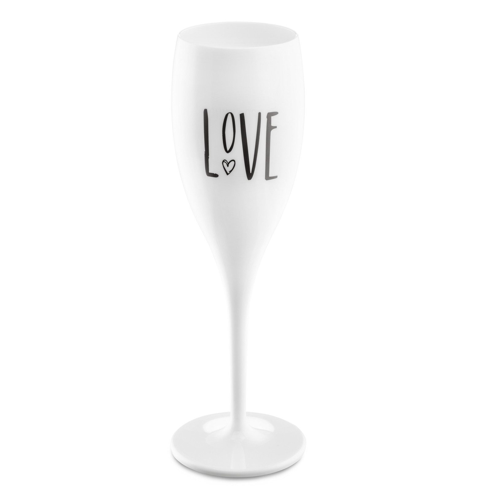 KOZIOL Sektglas Sektglas 100 ml mit Druck CHEERS No. 1 LOVE, 1-tlg., Kunststoff, Stielglas aus Kunststoff