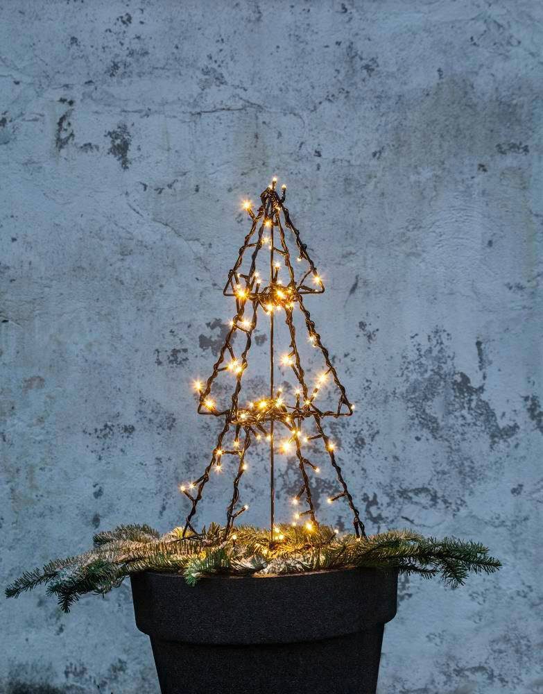 cm Baum Warmweiß, schwarz, EGLO Weihnachtsbaum mit integriert, FOLDY, Erdspieß 50 LED mit LED LED Kabel, außen, fest
