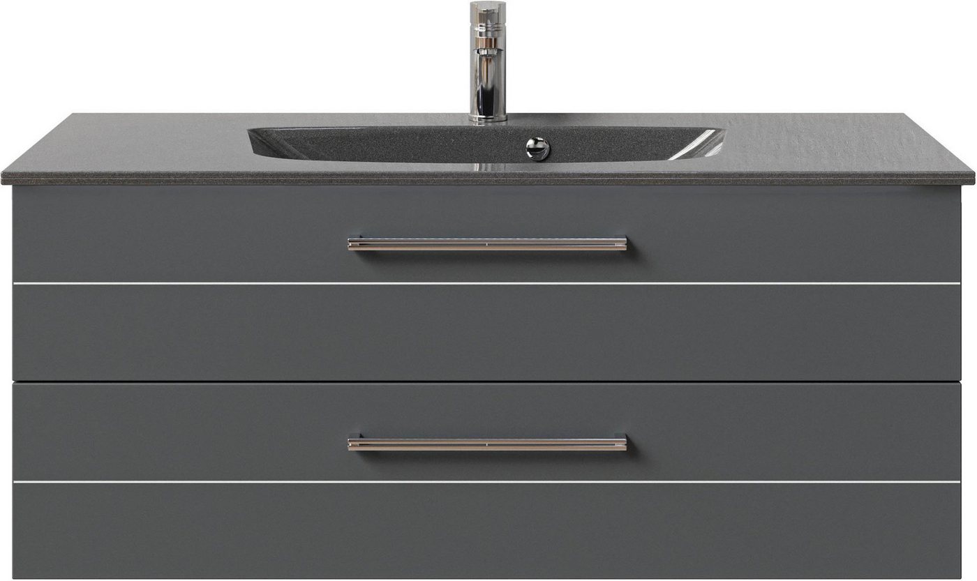 Thumbnail - Saphir Waschtisch Serie 6025 Mineralmarmor-Waschtisch mit Unterschrank, 117 cm breit (2-St), Waschplatz mit 2 Schubladen...