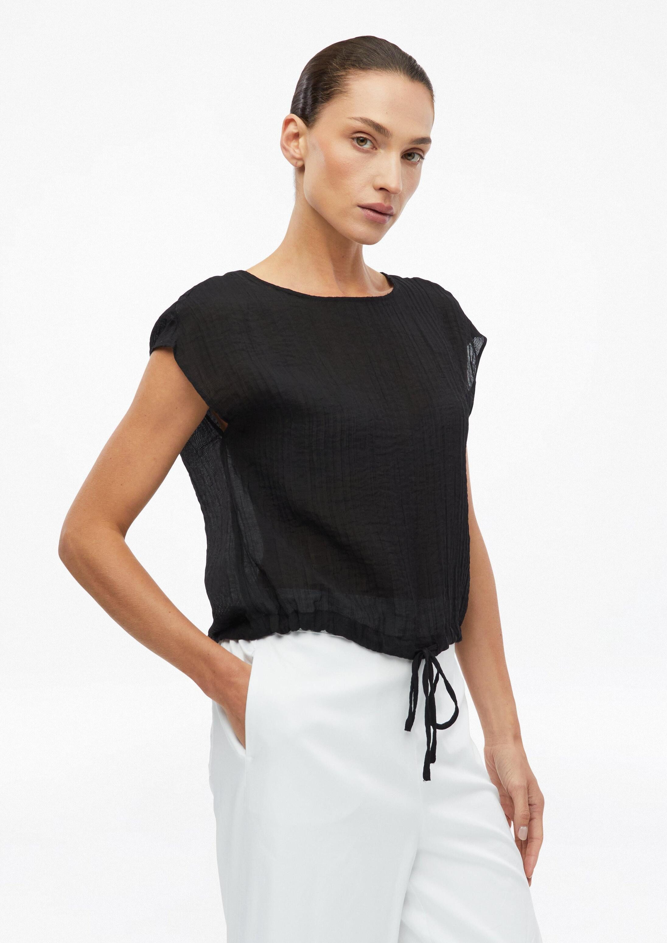 s.Oliver Blusentop Bluse Transparente Bluse mit überschnittenen Schultern und Bindeband