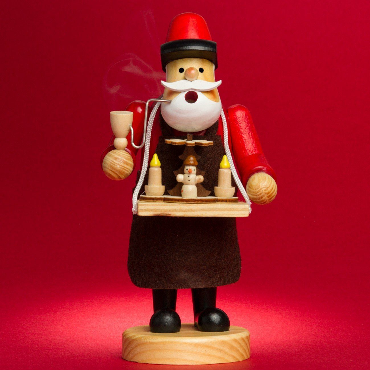 SIKORA Weihnachtsfigur RM-A Räuchermännchen aus Motive Pyramidenbauer verschiedene Holz 3 - Größen rot A17