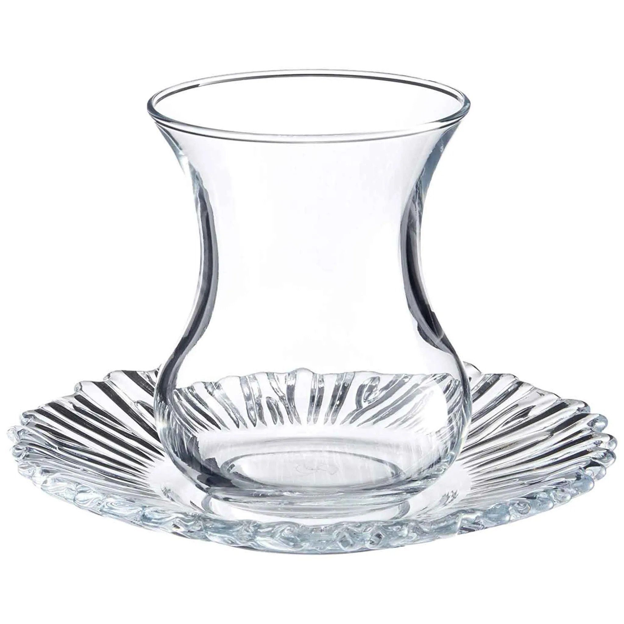 Pasabahce Gläser-Set Aurora, Glas, 12-teiliges Teeglas Set mit Untertassen