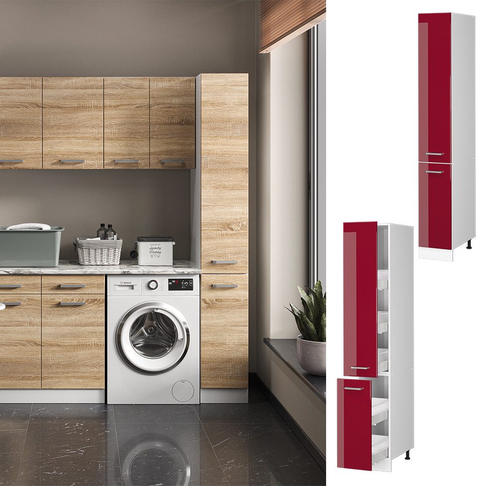 Vicco Schranksystem R-Line, Bordeaux Hochglanz/Weiß, 30 günstig online kaufen