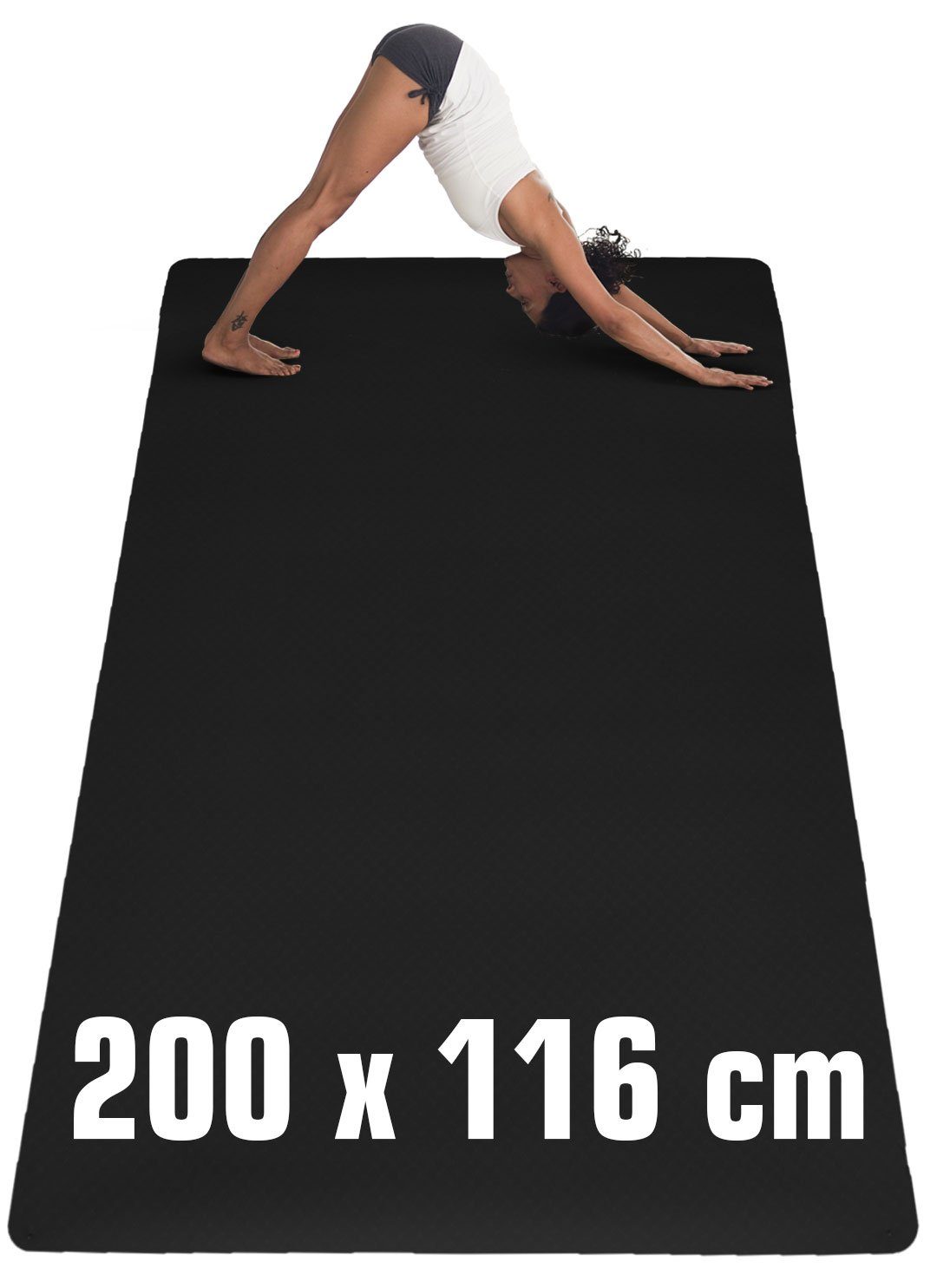 eyepower Yogamatte 200x116 - XL Sportmatte - 6mm Fitnessmatte - Große TPE Trainingsmatte, Rutschfeste Workout Matte für Zuhause - Bodenmatte ohne Latex & PVC