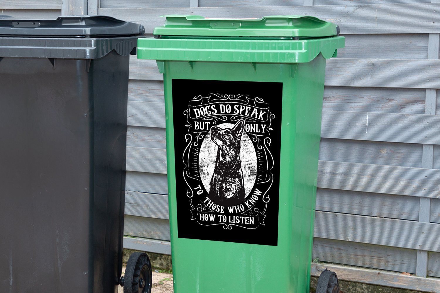 Abfalbehälter Zitat Retro Sticker, MuchoWow Hund - Wandsticker Mülleimer-aufkleber, Mülltonne, St), - Container, (1