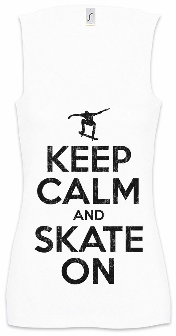 Urban Backwoods Tanktop Keep Calm And Skate On Ärmelloses Damen T-Shirt Skateboard Skate Or Deck Die Sk8 Skull