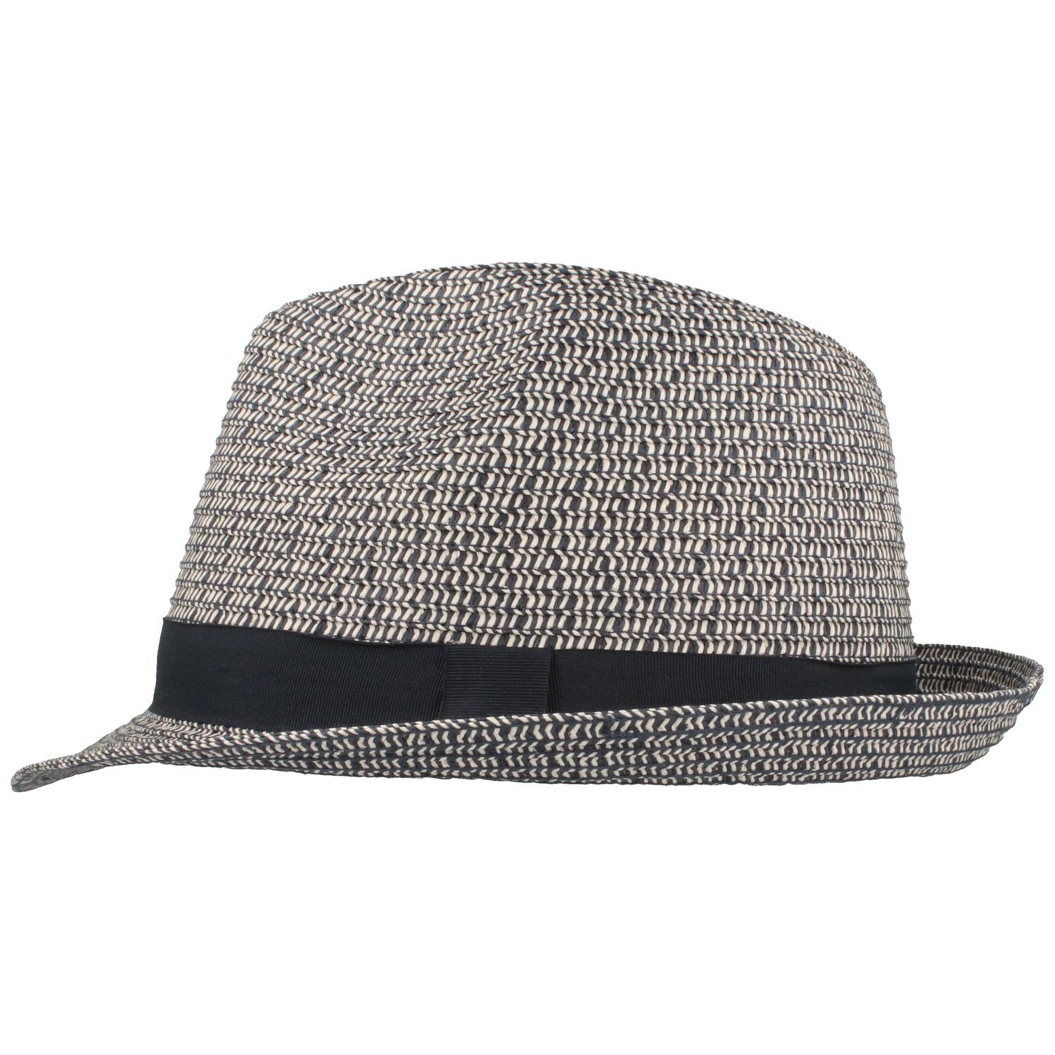 Breiter Strohhut knautschbarer Borten-Trilby 40 blau