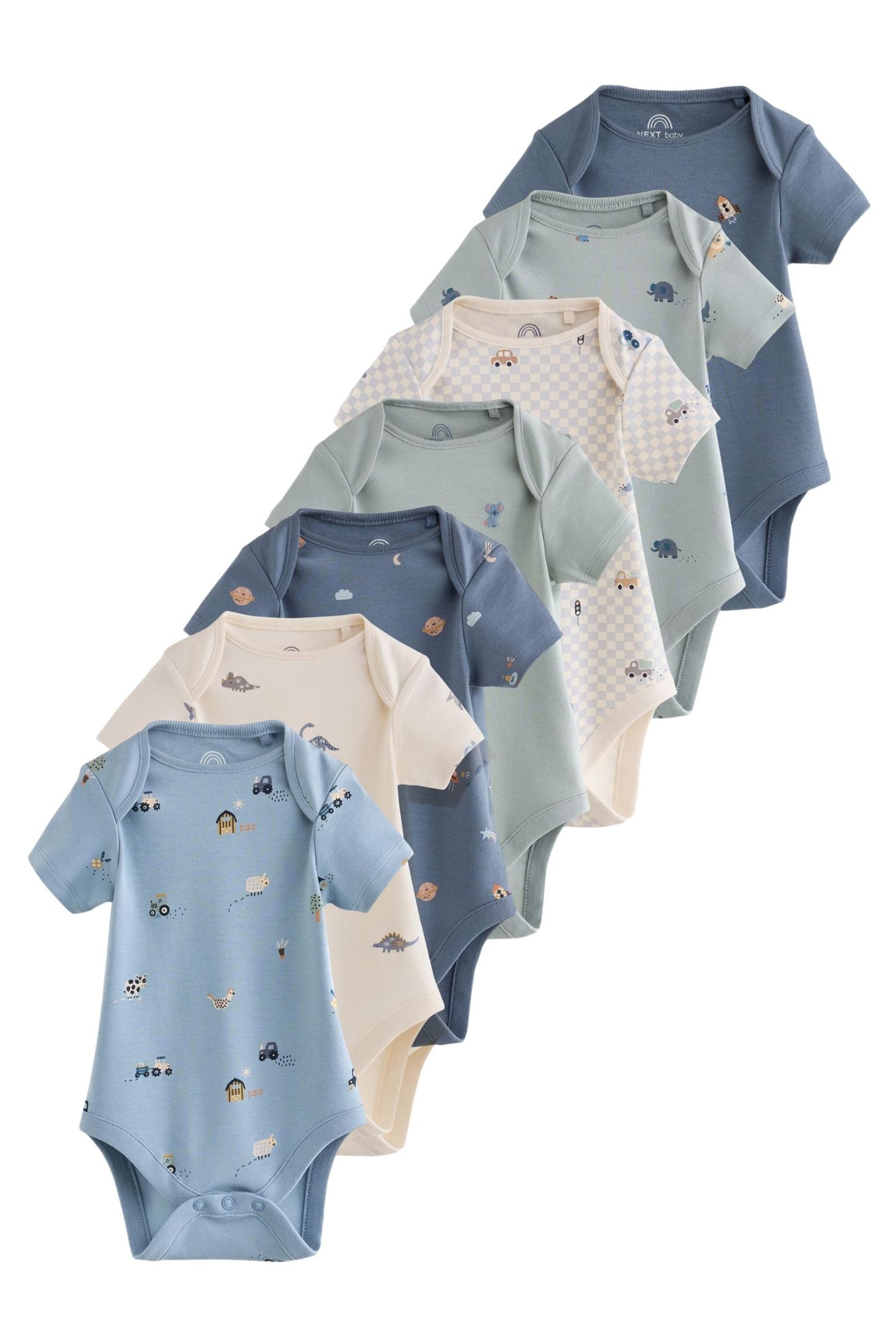 Next Kurzarmbody Kurzärmelige Baby Bodysuits im 7er-Pack (7-tlg)