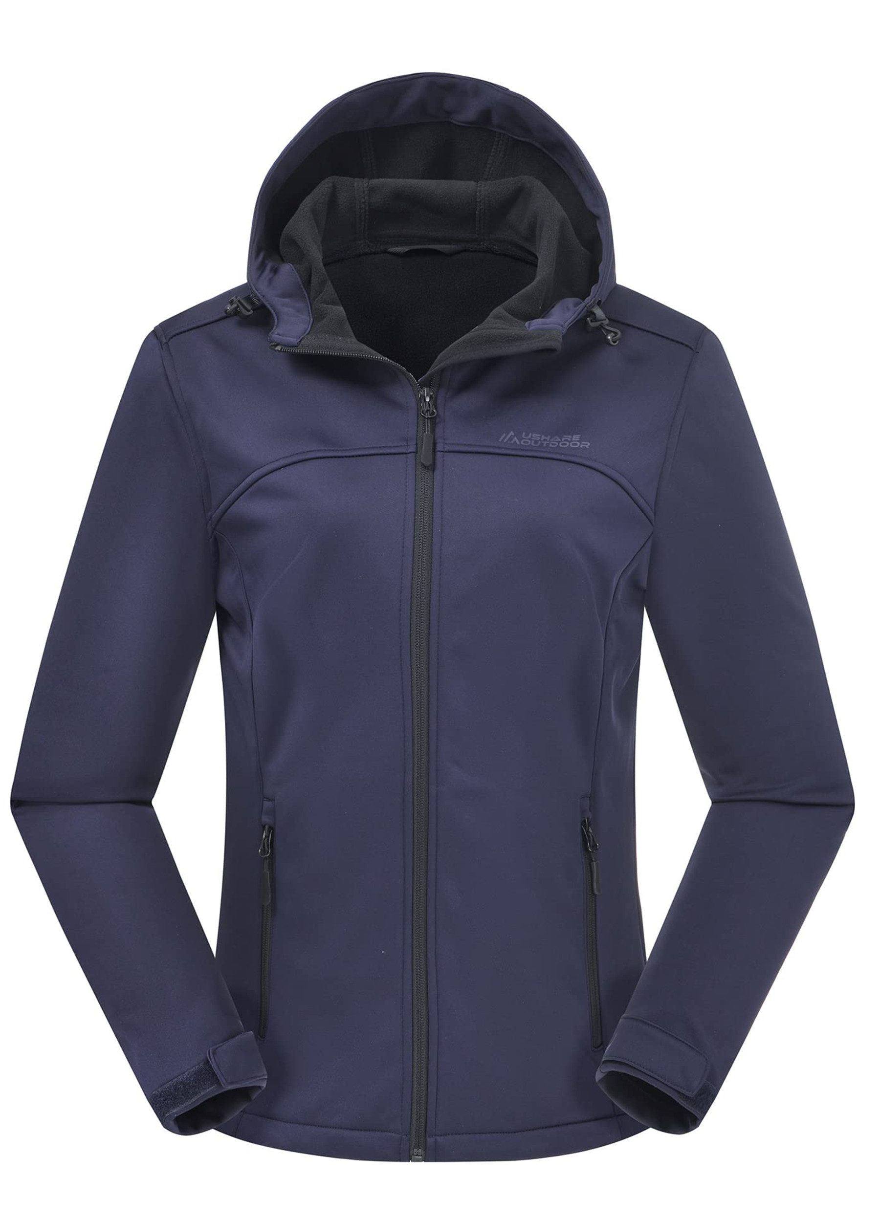ATLASLAVA Softshelljacke Damen Wasserdicht Atmungsaktiv Leicht (1-St) Fleece Kapuze Übergangsjacke für Laufen Wandern