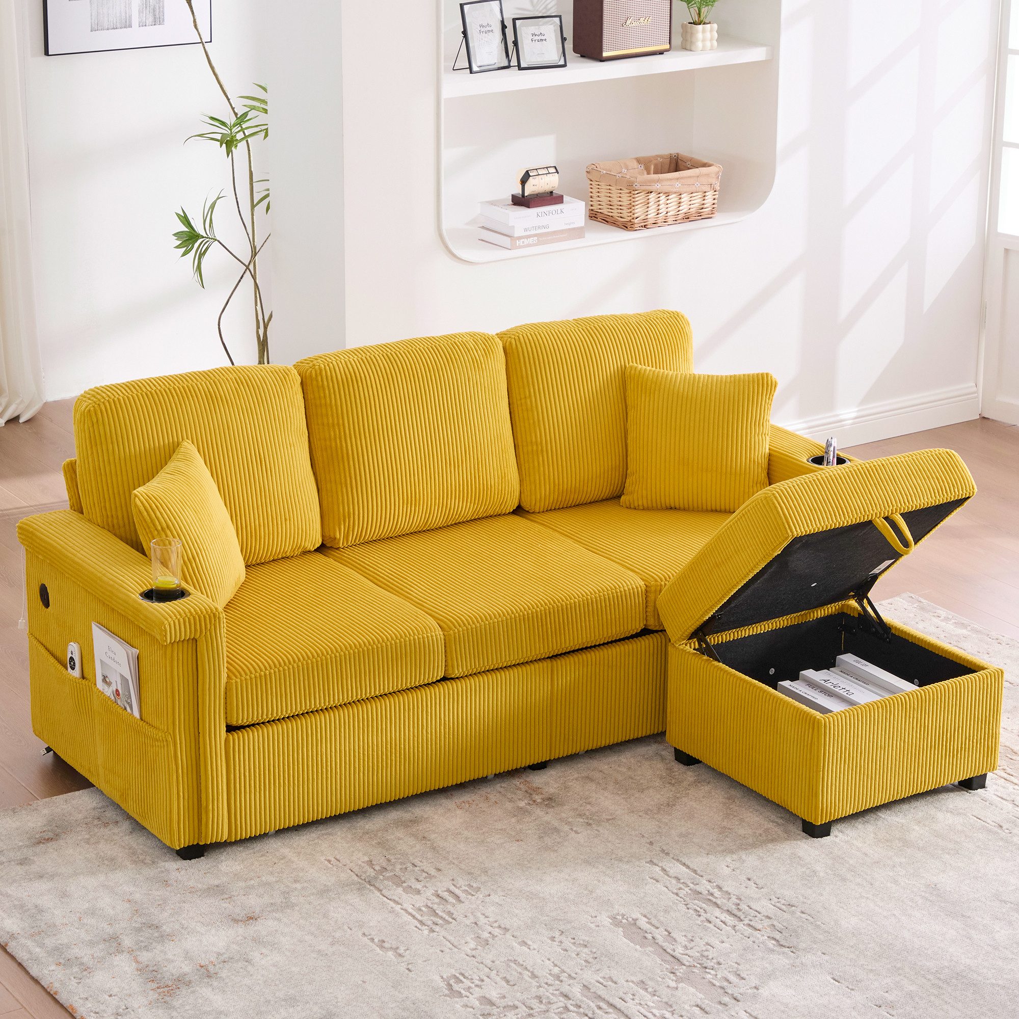 Odikalo 3-Sitzer Speichersofa Schlafsofa mit USB günstig online kaufen