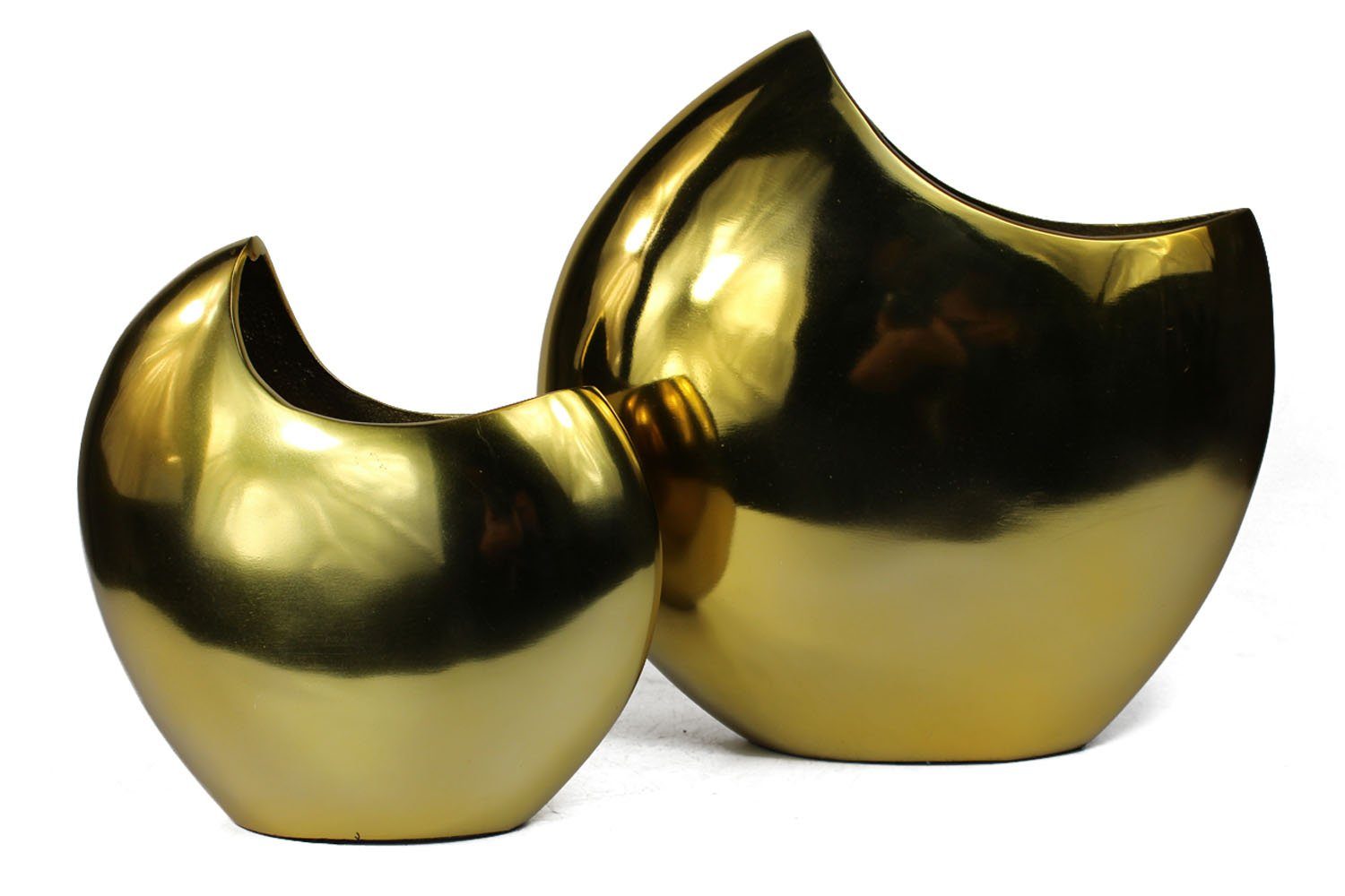 Arnusa Dekovase Metallvase 2er Set Aluminium Gold 28cm und 21 cm Vase (2er Set), edle Tischdekoration Tischvase rund