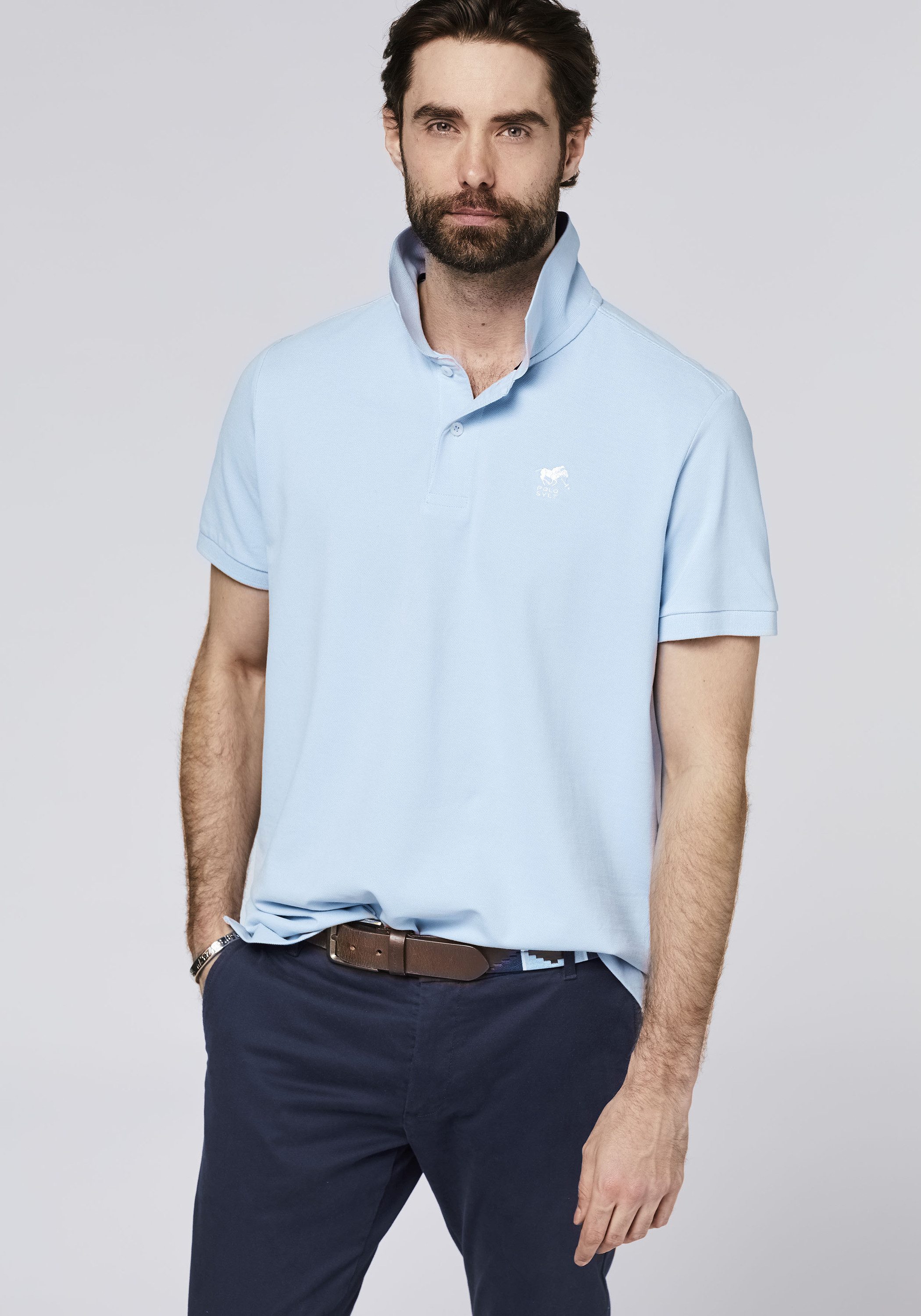Polo Sylt Poloshirt im puristischen Design mit Label-Stitching