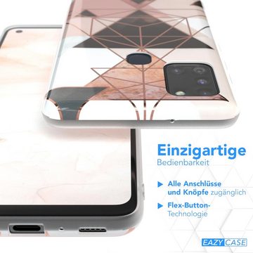 EAZY CASE Handyhülle IMD Motiv Cover für Samsung Galaxy A21s 6,5 Zoll, Hülle mit Kameraschutz Slimcover Display Bumper Geometrie Rosa Braun