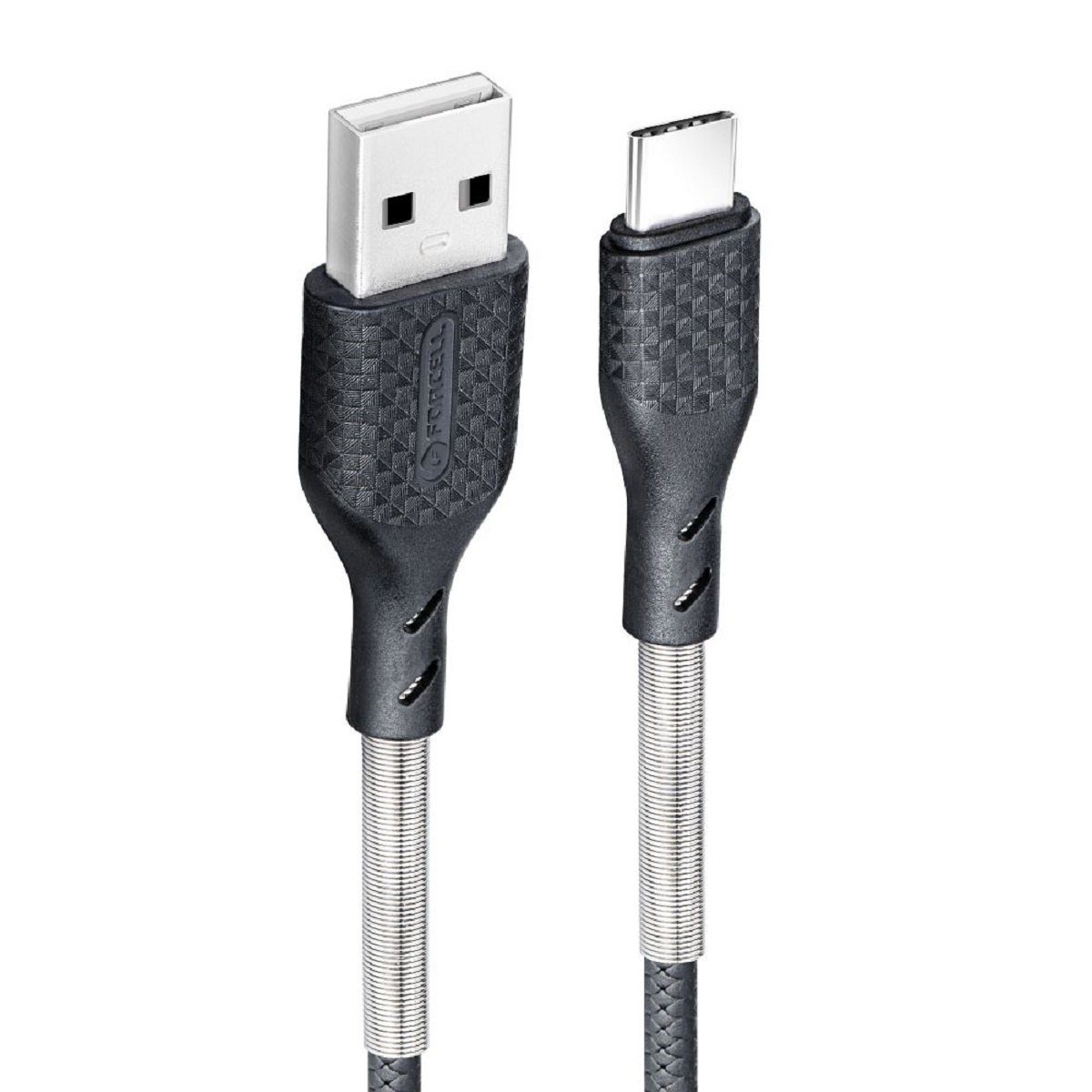 Forcell Ladekabel USB auf Typ C QC3.0 3A zum Aufladen Schwarz 1 Meter  Smartphone-Kabel