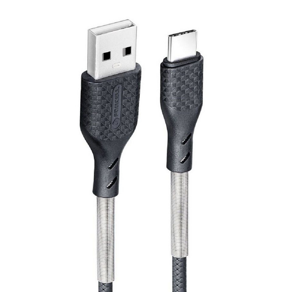 Forcell Ladekabel USB auf Typ C QC3.0 3A zum Aufladen Schwarz 1 Meter  Smartphone-Kabel