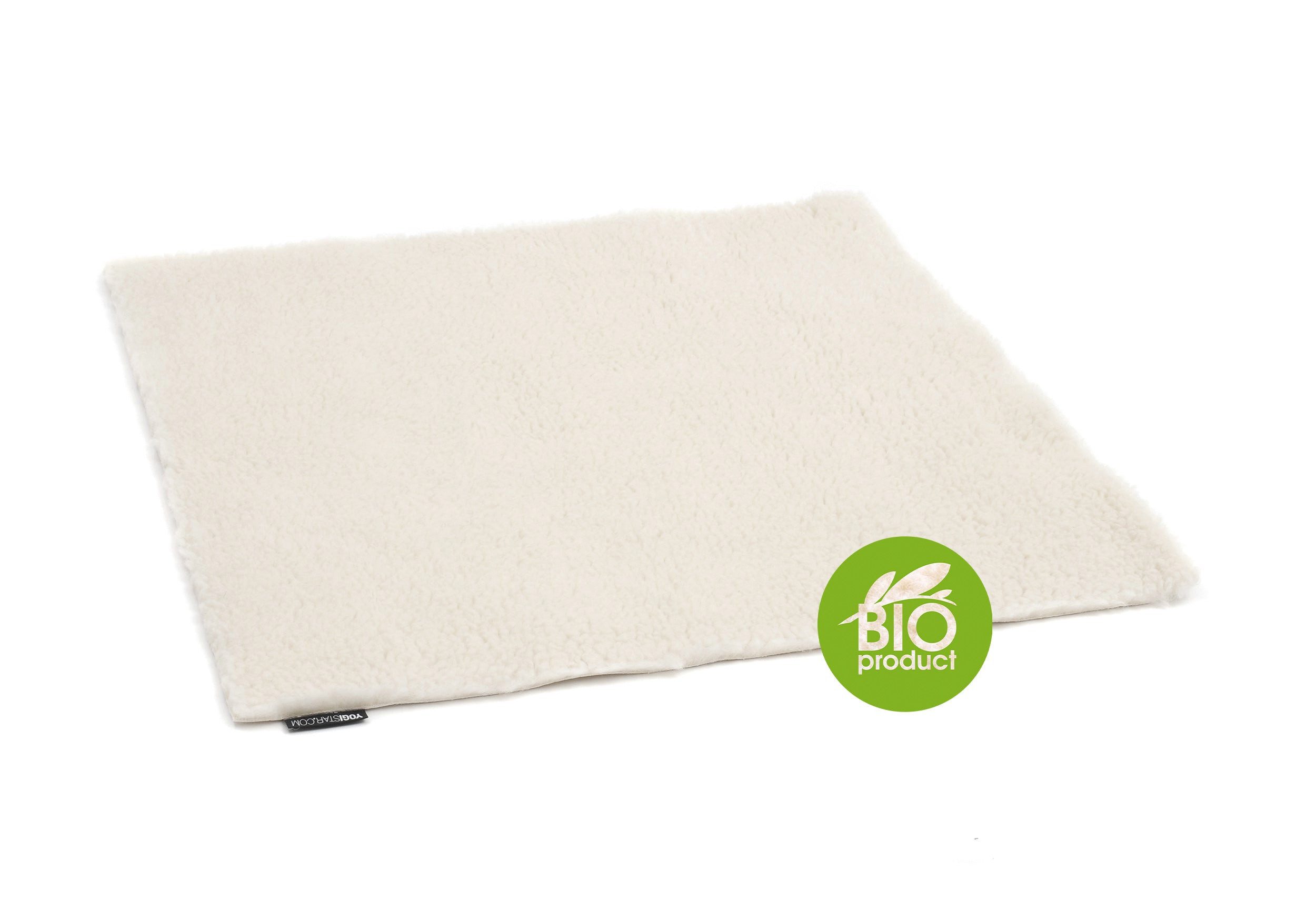 Yogistar Meditationskissen Bio Futon/Meditationsunterlage naturweiss - 75 cm x 75 cm, Flauschiger Futon aus 100% Bio-Schurwolle, weich und natürlich