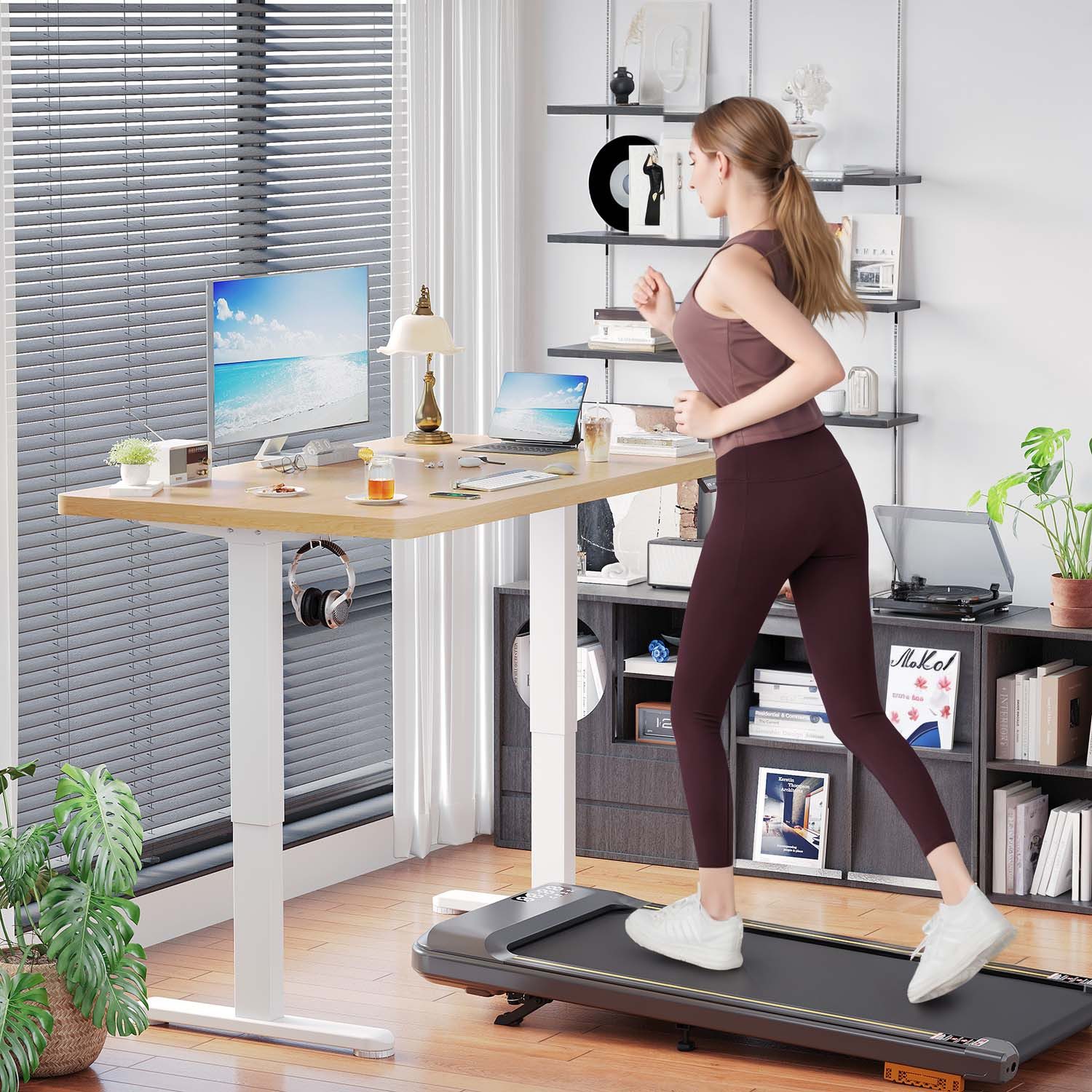 HOMALL Schreibtisch Höhenverstellbarer Elektrisch mit 25mm starker einteiliger Tischplatte (Ausgestatet mt wel Motoren und dopetn Verstartunstreben, tragt er uber 1Oo kg und lasst sich nachoben und unten sowie nach links und rechts versten)