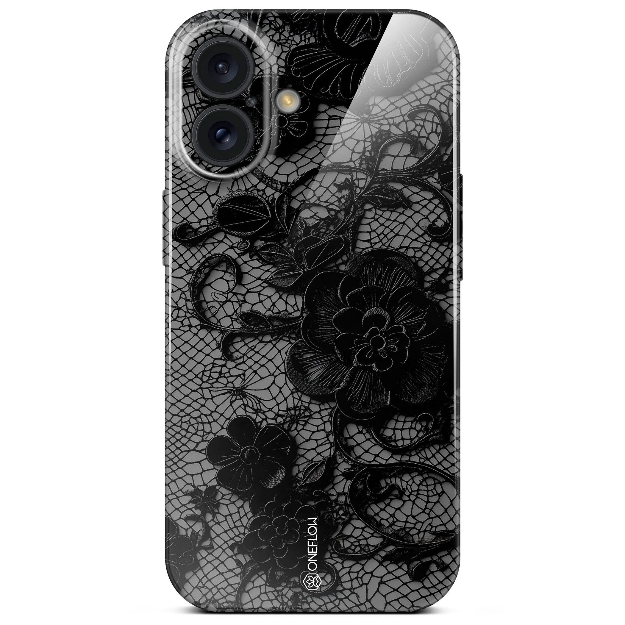 Handyhülle für iPhone 16 Splash Cover Lace Spitze Schwarz