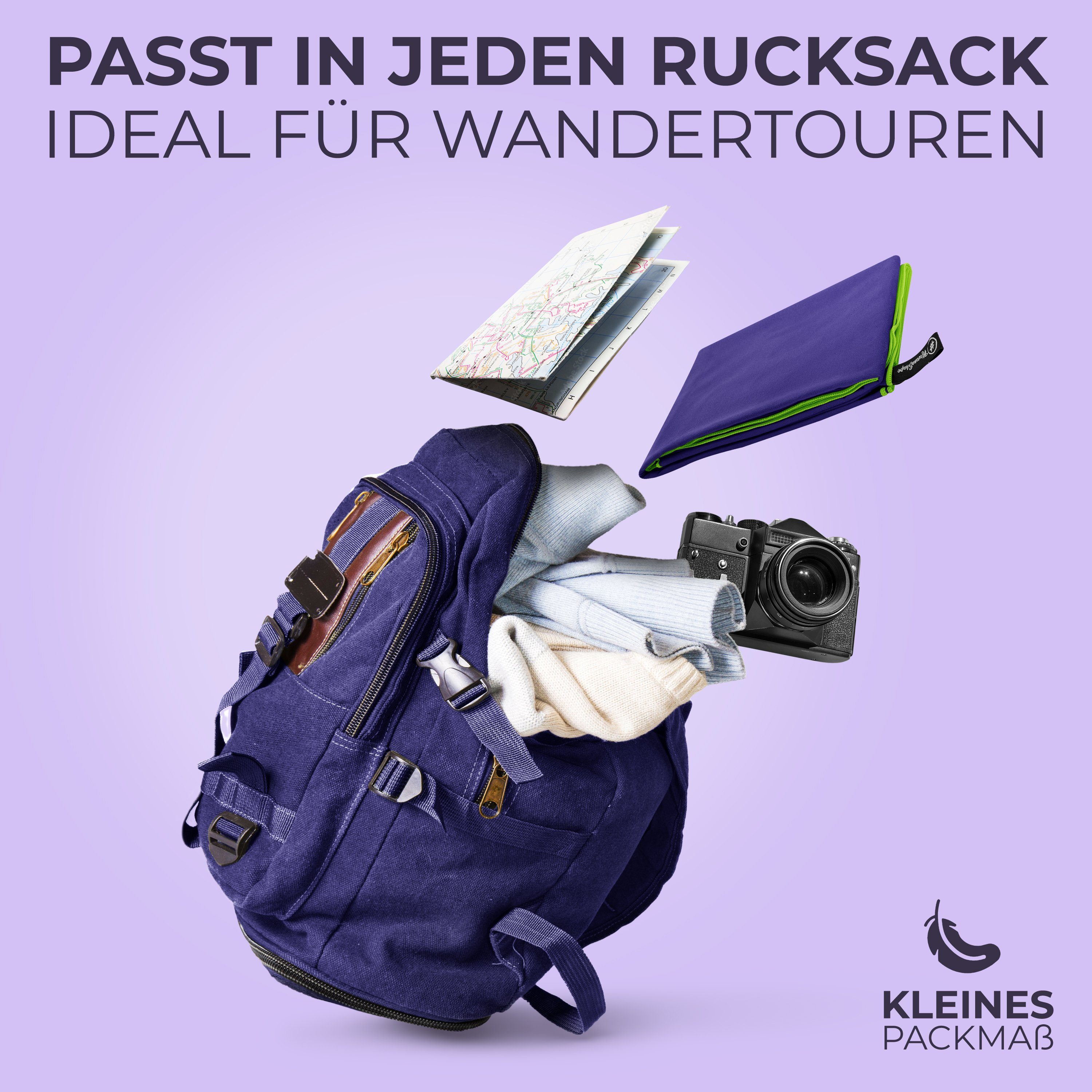 NirvanaShape Reisehandtuch Mikrofaser Handtücher Set, Badehandtuch, Reisehandtuch, Strandtuch, Ecktasche mit Reißverschluss, saugfähig, leicht, schnelltrocknend